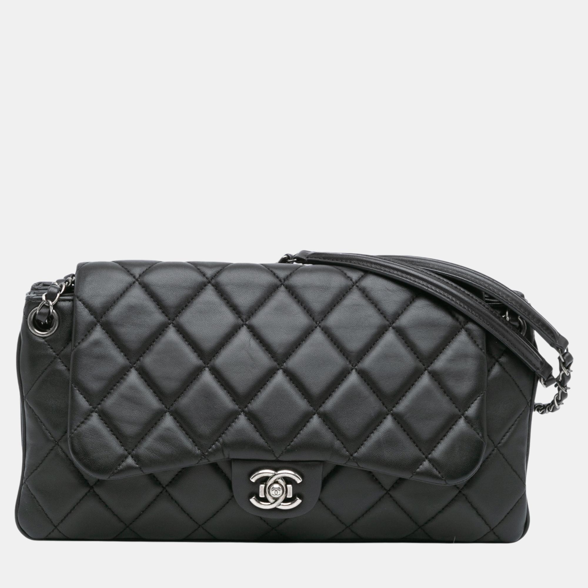 

Chanel Black Quilted Lambskin Accordion Flap