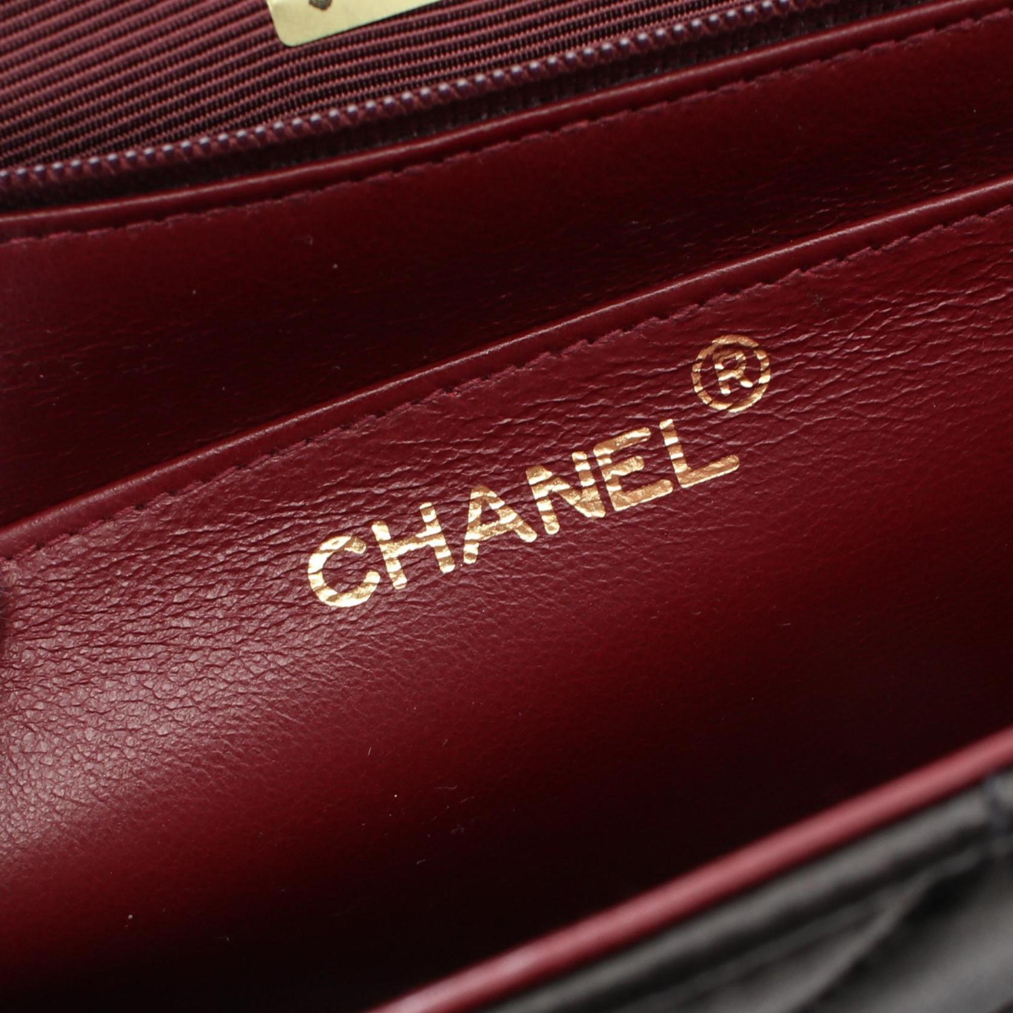 Chanel Black Lambskin Leather Chevron Shoulder Bag 