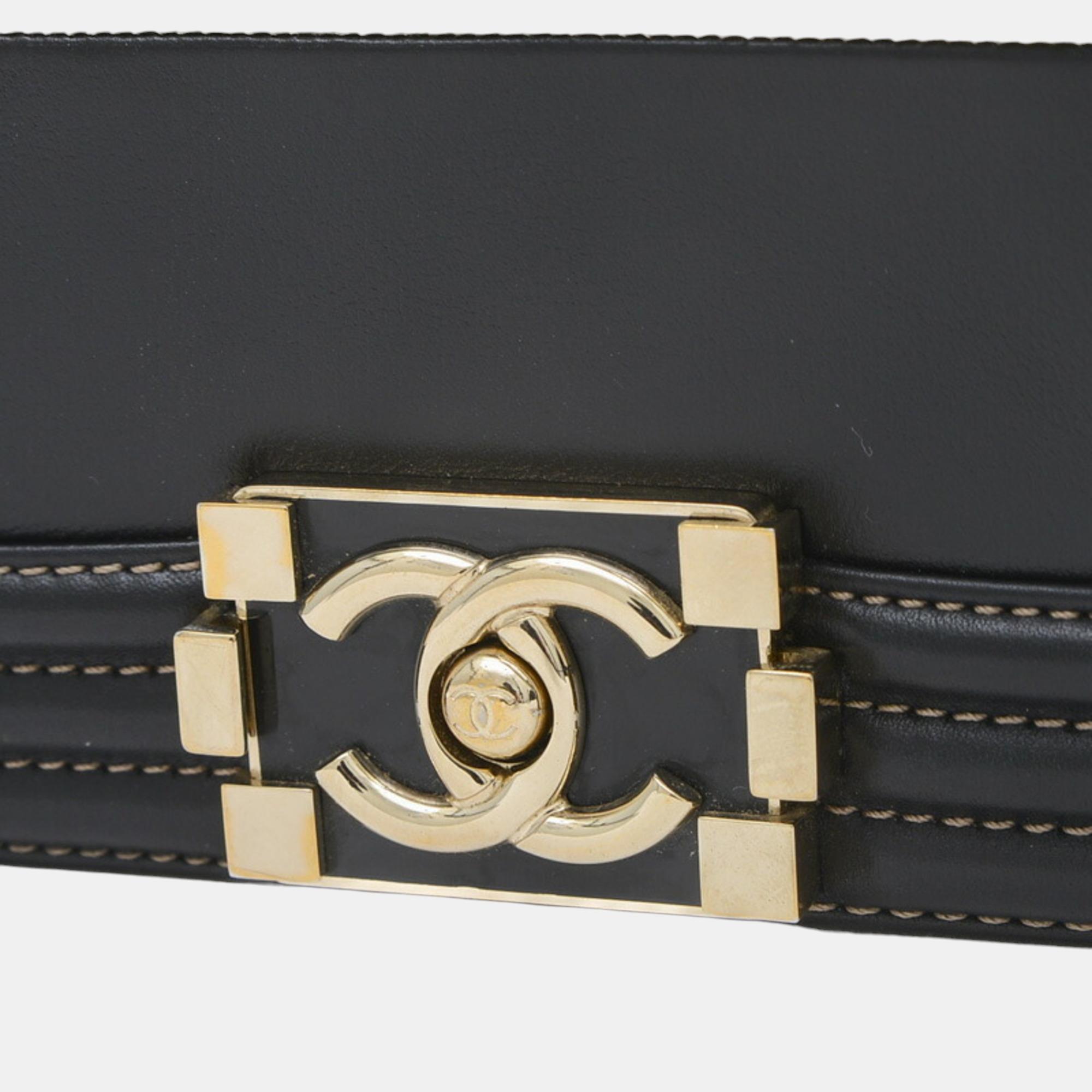 Chanel Black/Gold Lambskin Leather Boy Chain Shoulder Bag 