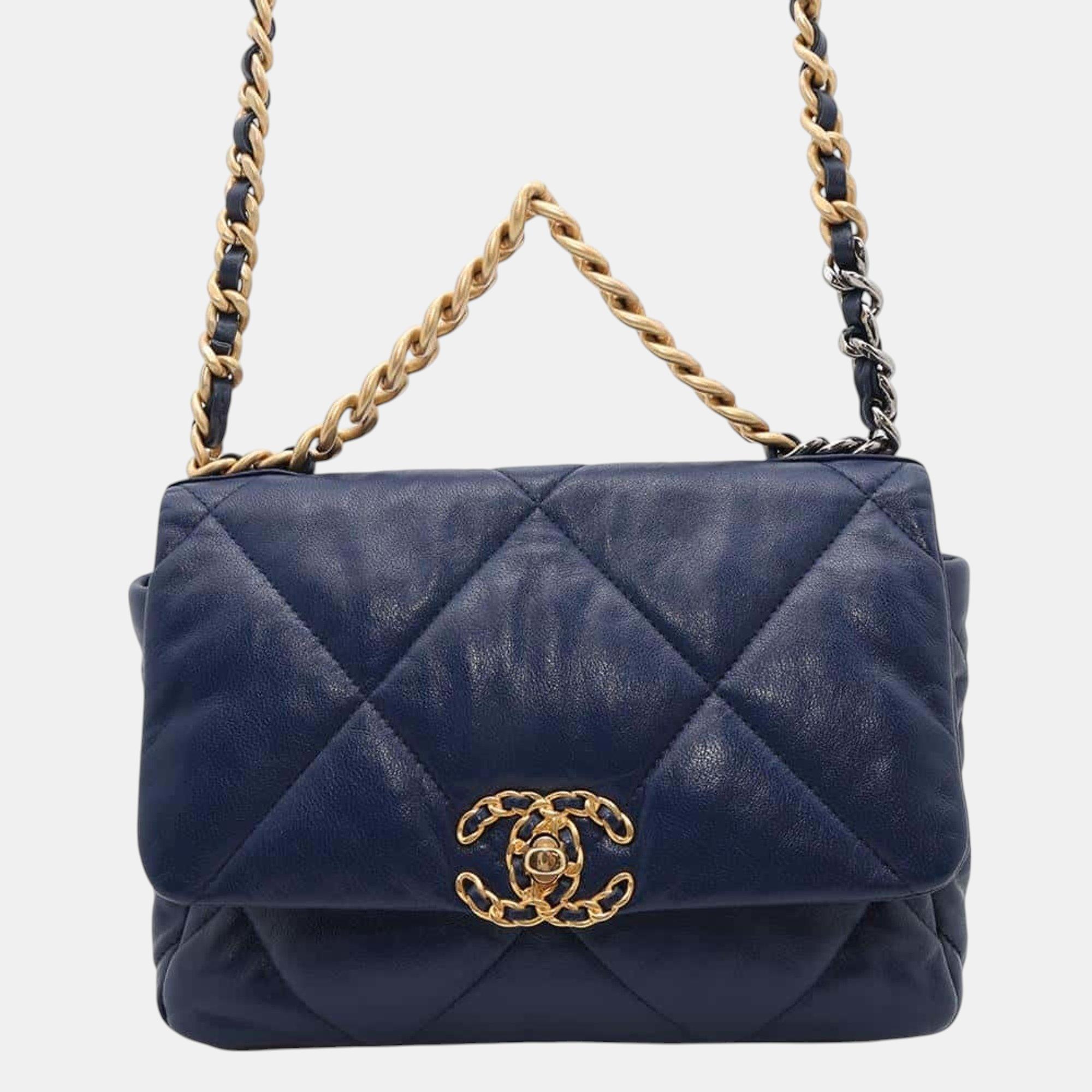 

Chanel Blue Lambskin Leather 19 Chain Shoulder Bag