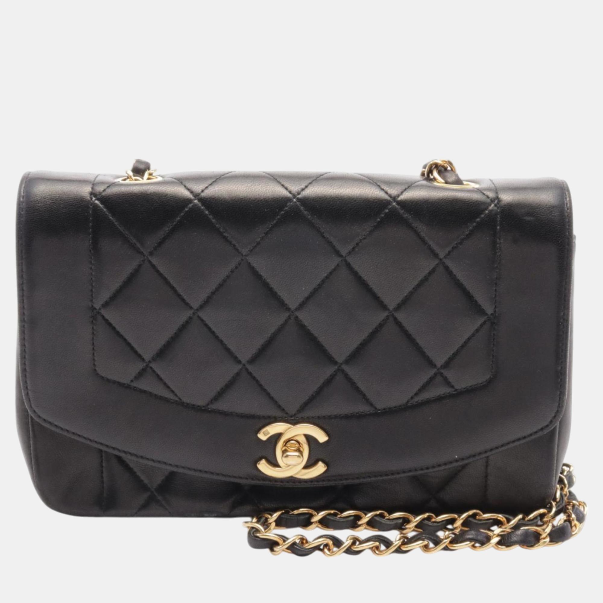 

Chanel Black Lambskin Leather Diana Flap Shoulder Bag