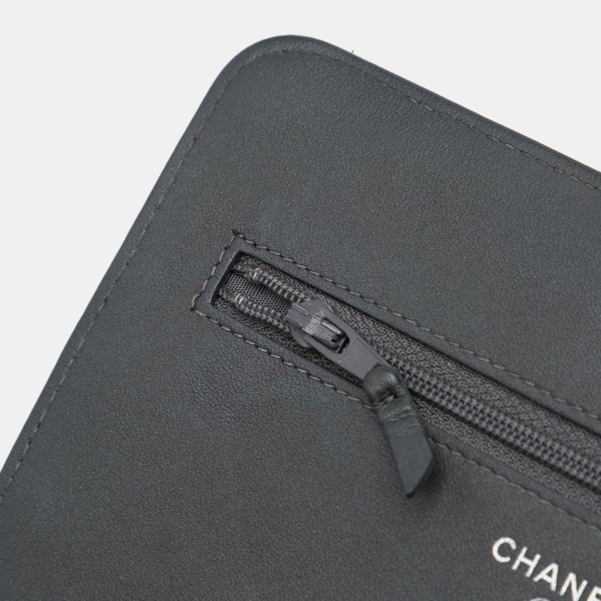 Chanel Black Studded Lambskin Camellia Wallet On Chain 