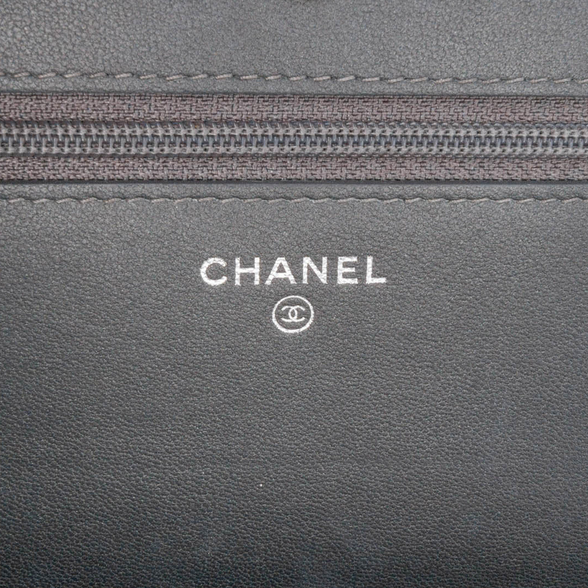 Chanel Black Studded Lambskin Camellia Wallet On Chain 