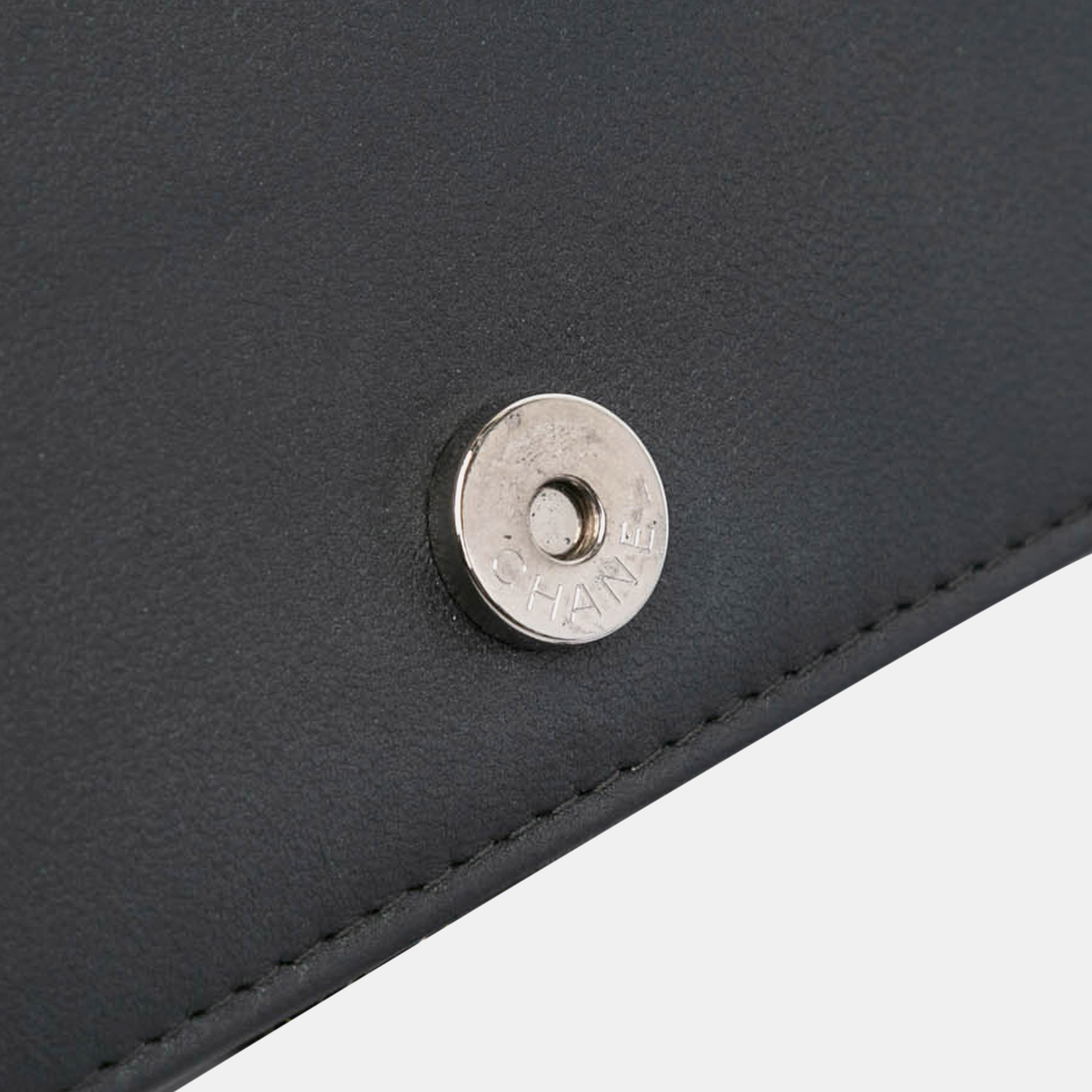 Chanel Black Studded Lambskin Camellia Wallet On Chain 