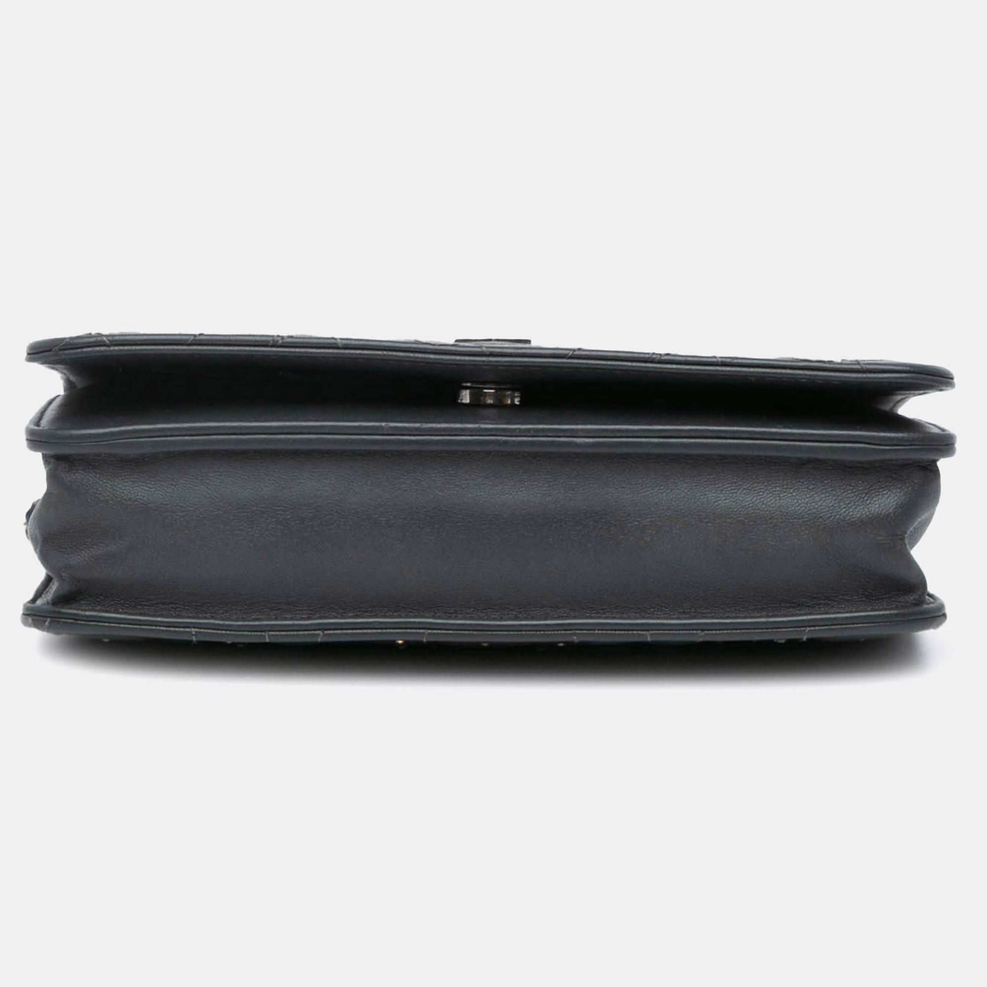 Chanel Black Studded Lambskin Camellia Wallet On Chain 