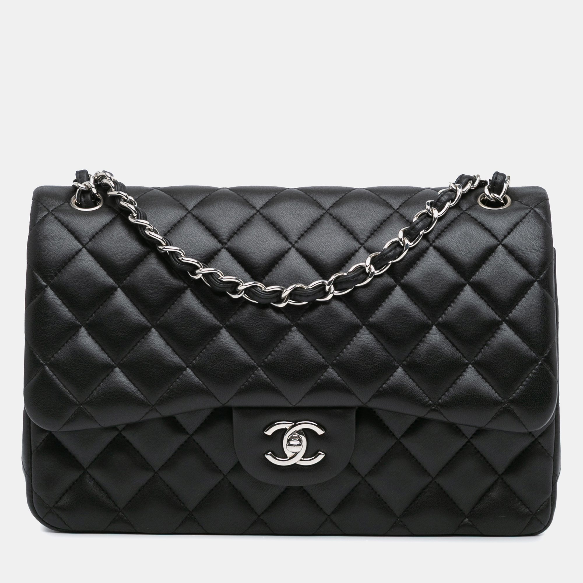 

Chanel Black Lambskin Leather Jumbo Classic Double Flap Bag