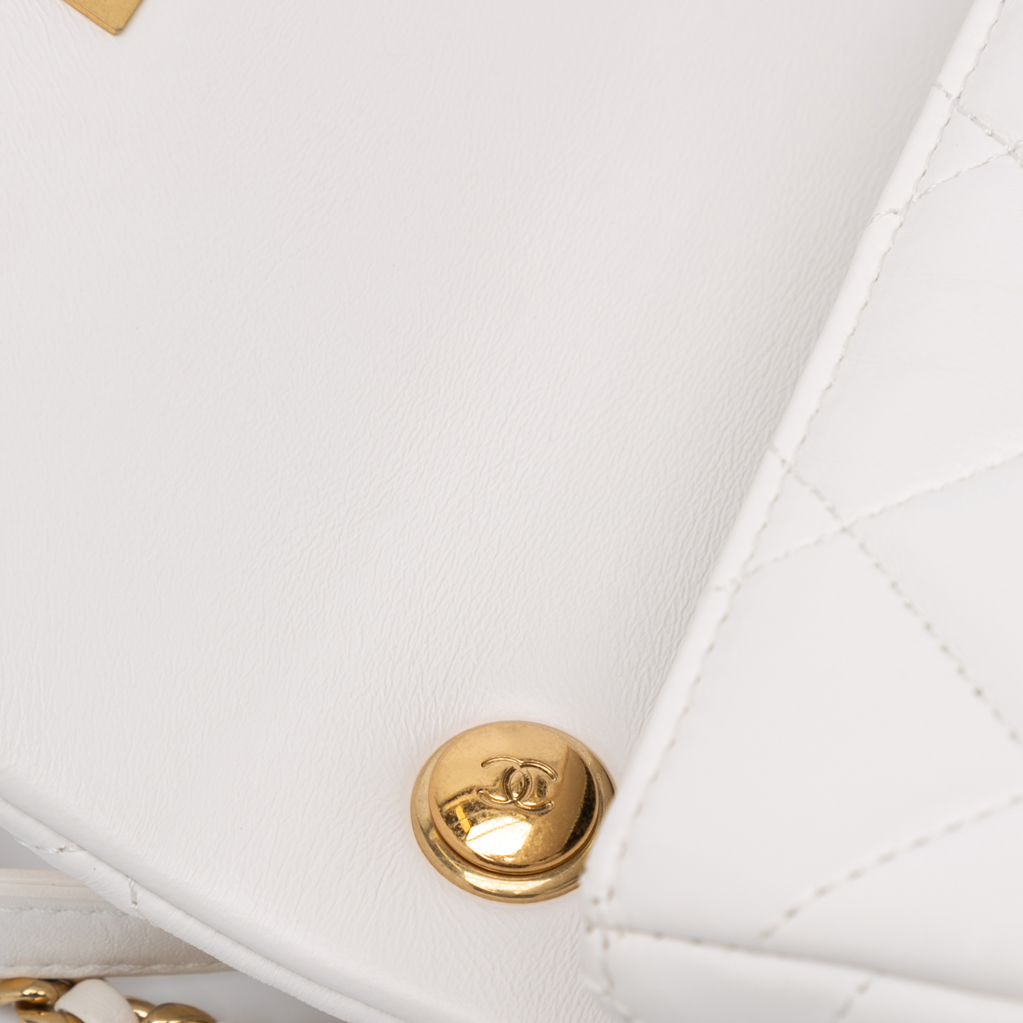 Chanel White Mini Quilted Lambskin Messenger Flap 