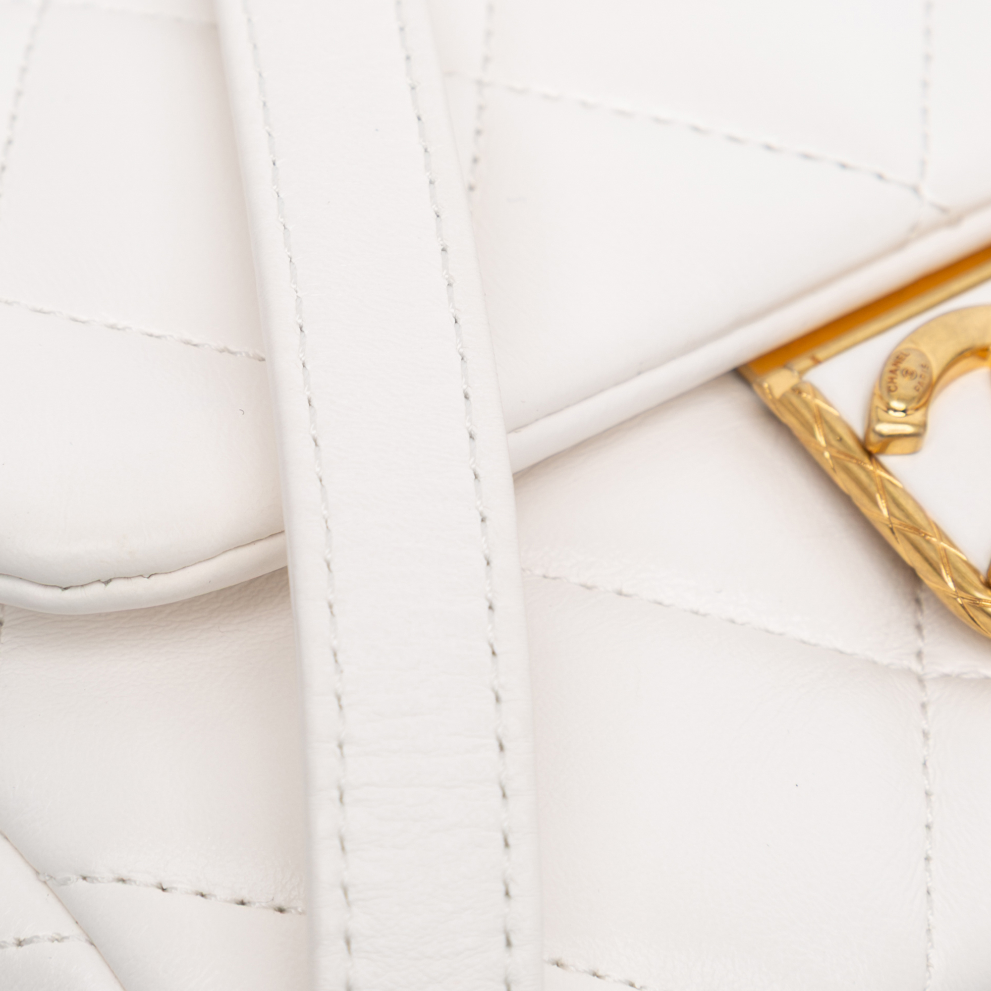 Chanel White Mini Quilted Lambskin Messenger Flap 