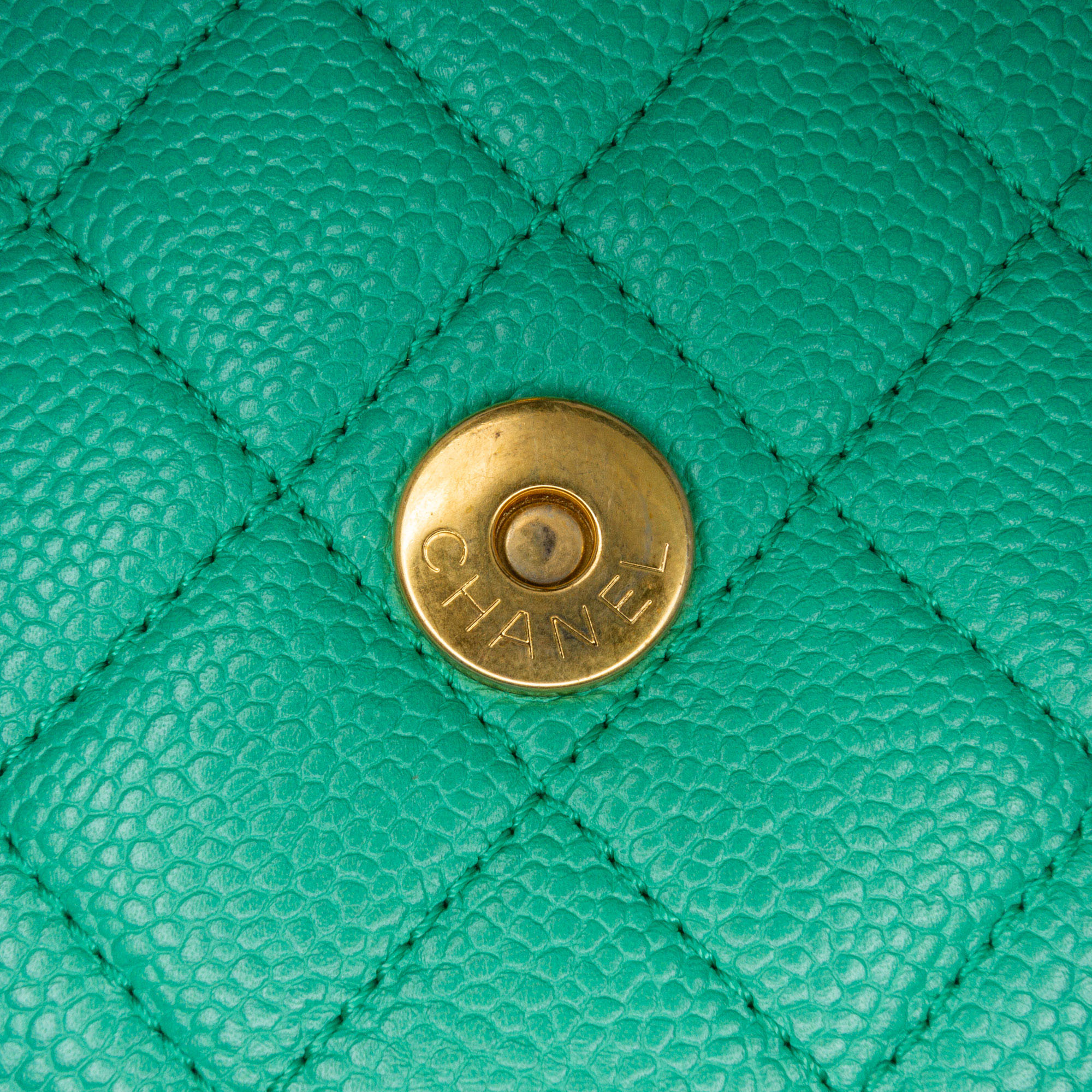 Chanel Green Small Caviar CC Filigree Flap 