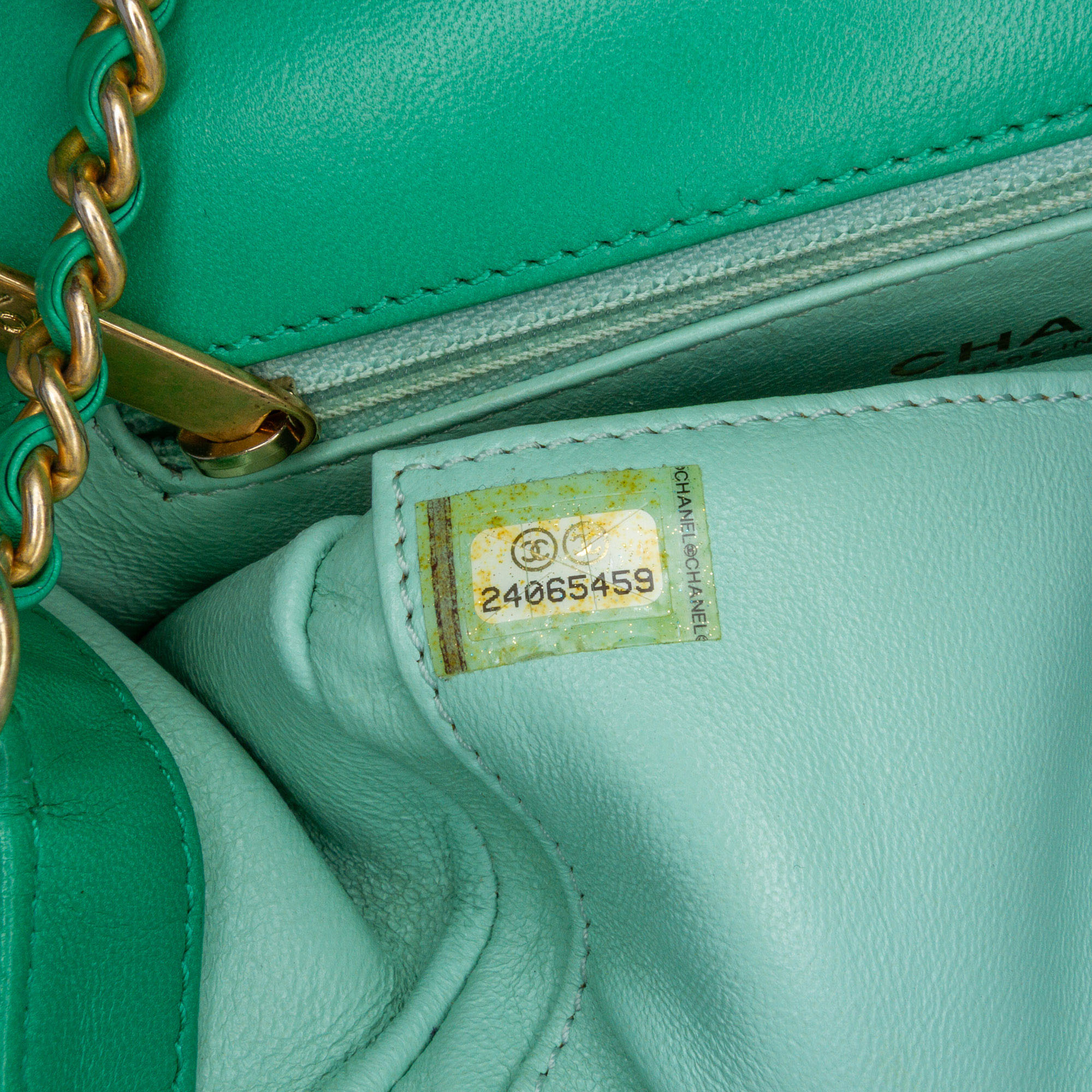Chanel Green Small Caviar CC Filigree Flap 