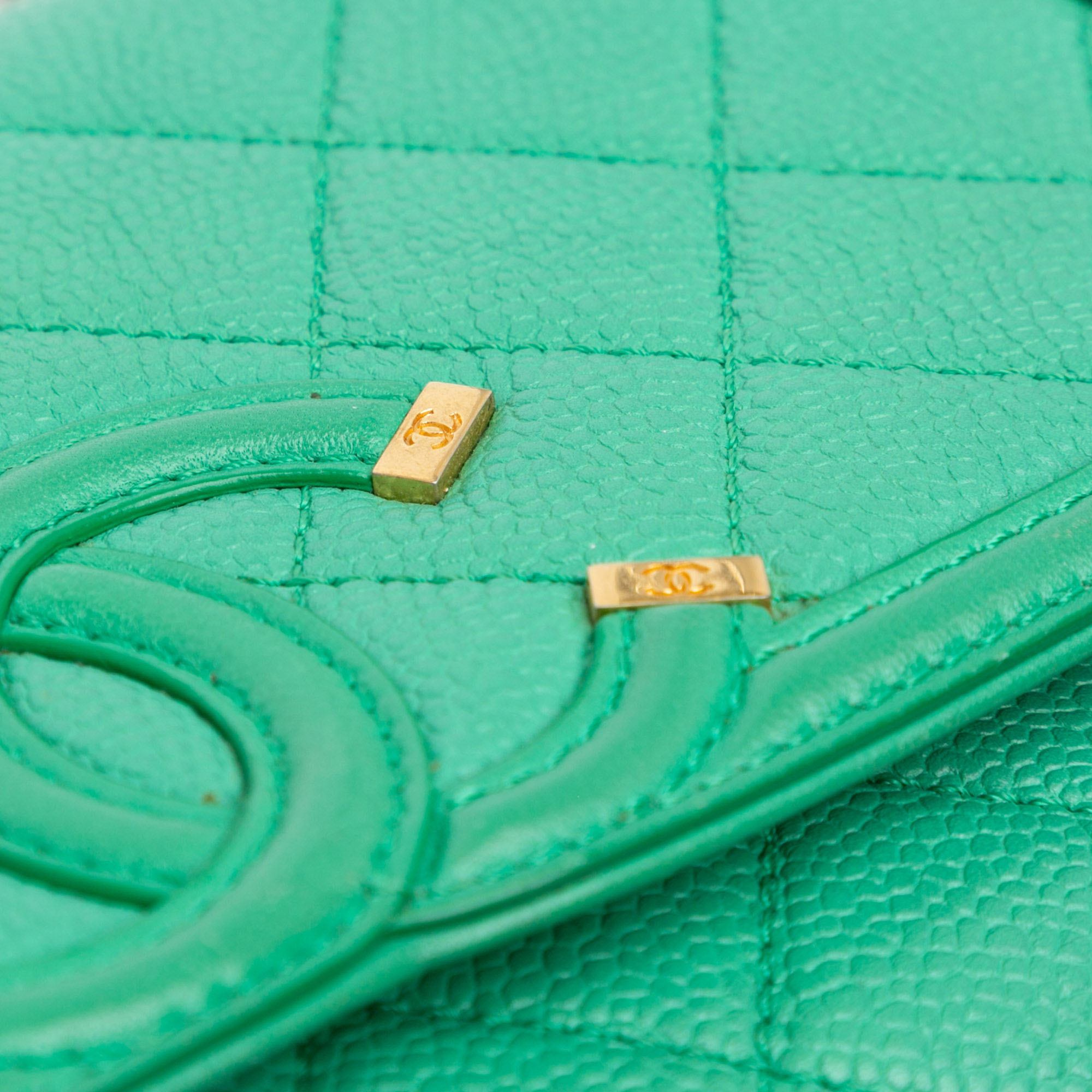 Chanel Green Small Caviar CC Filigree Flap 