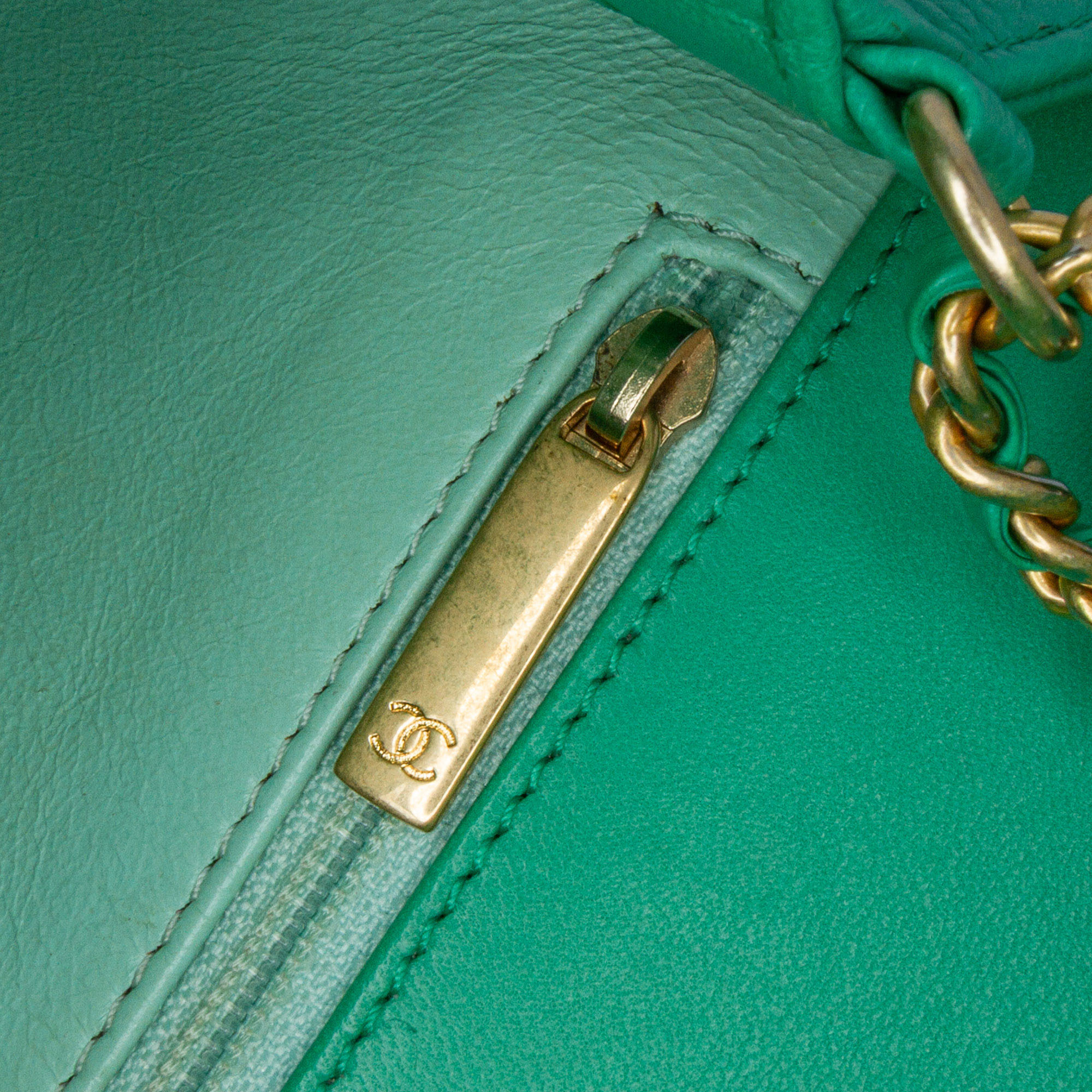 Chanel Green Small Caviar CC Filigree Flap 
