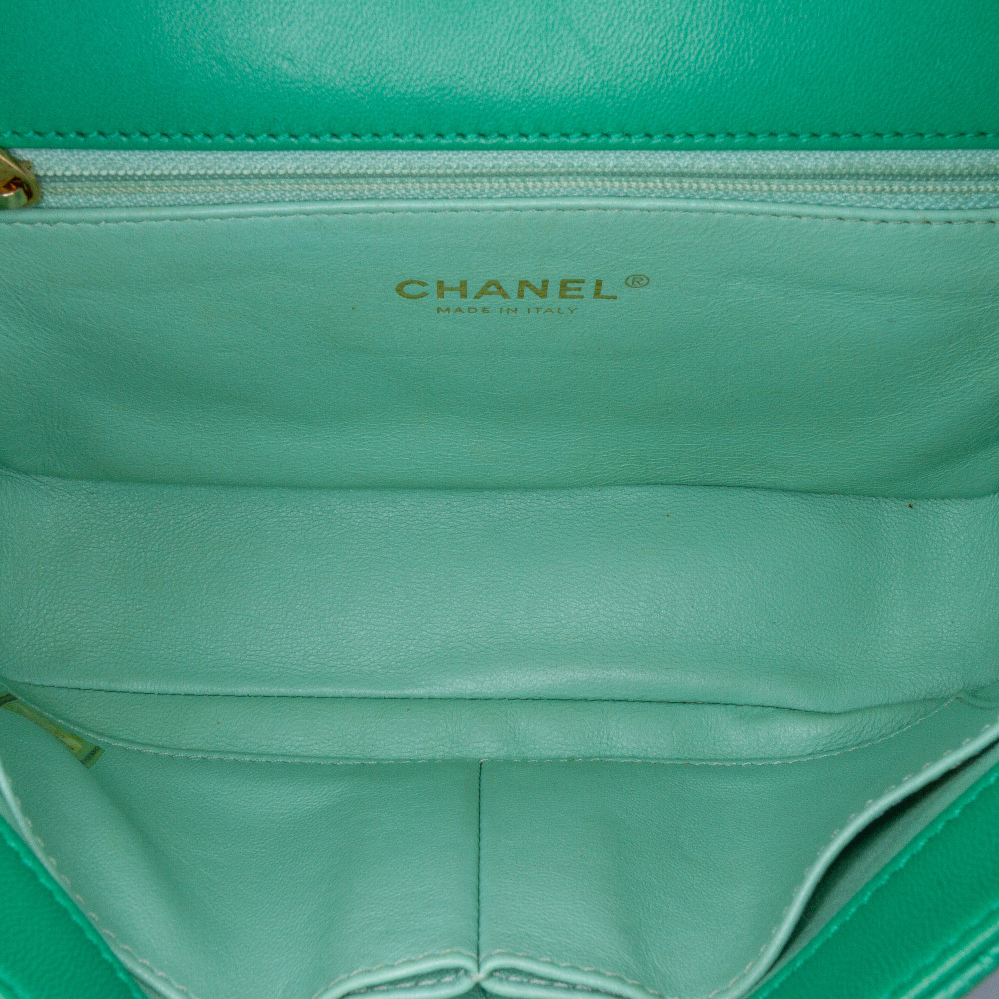 Chanel Green Small Caviar CC Filigree Flap 