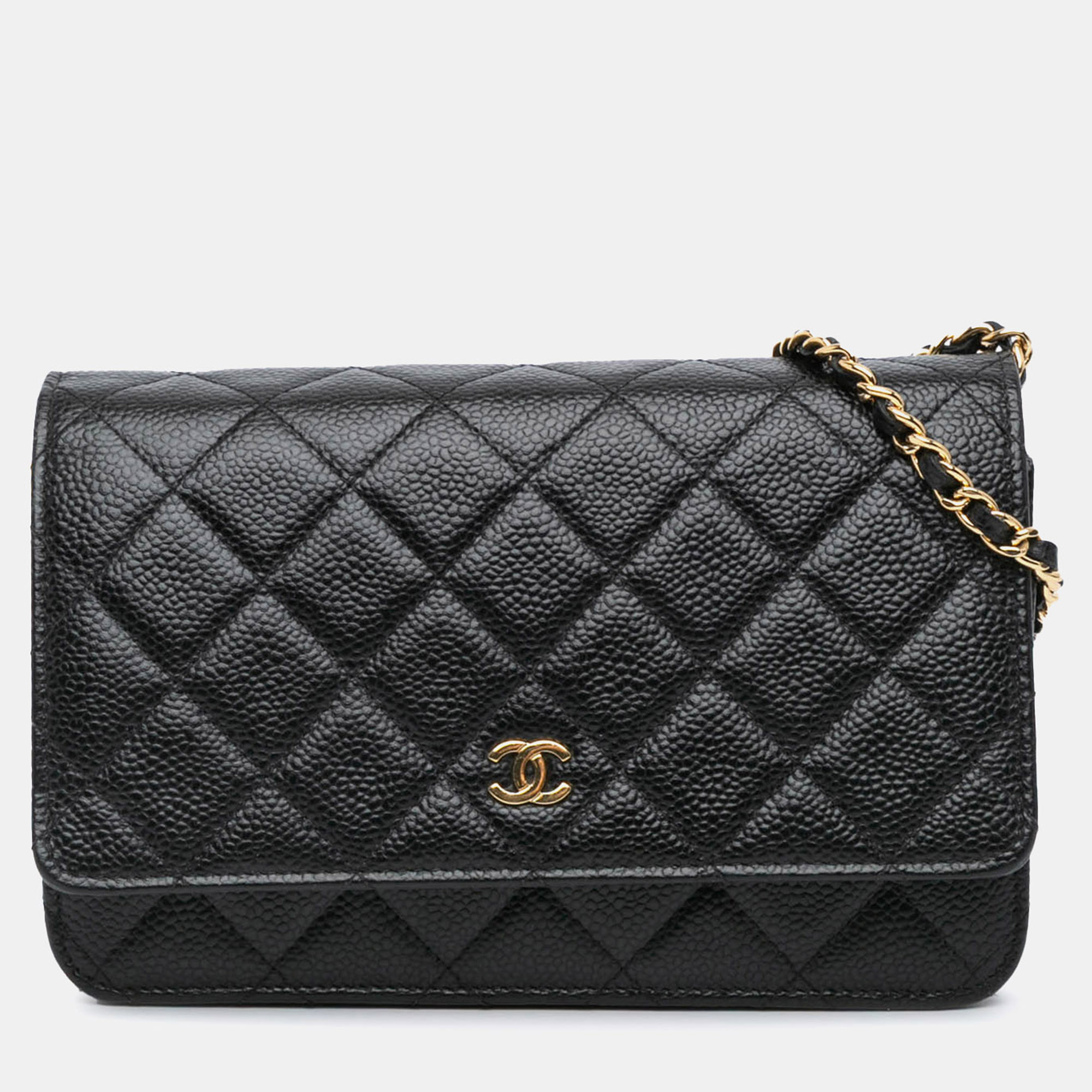 

Chanel Black CC Quilted Caviar Wallet on Chain