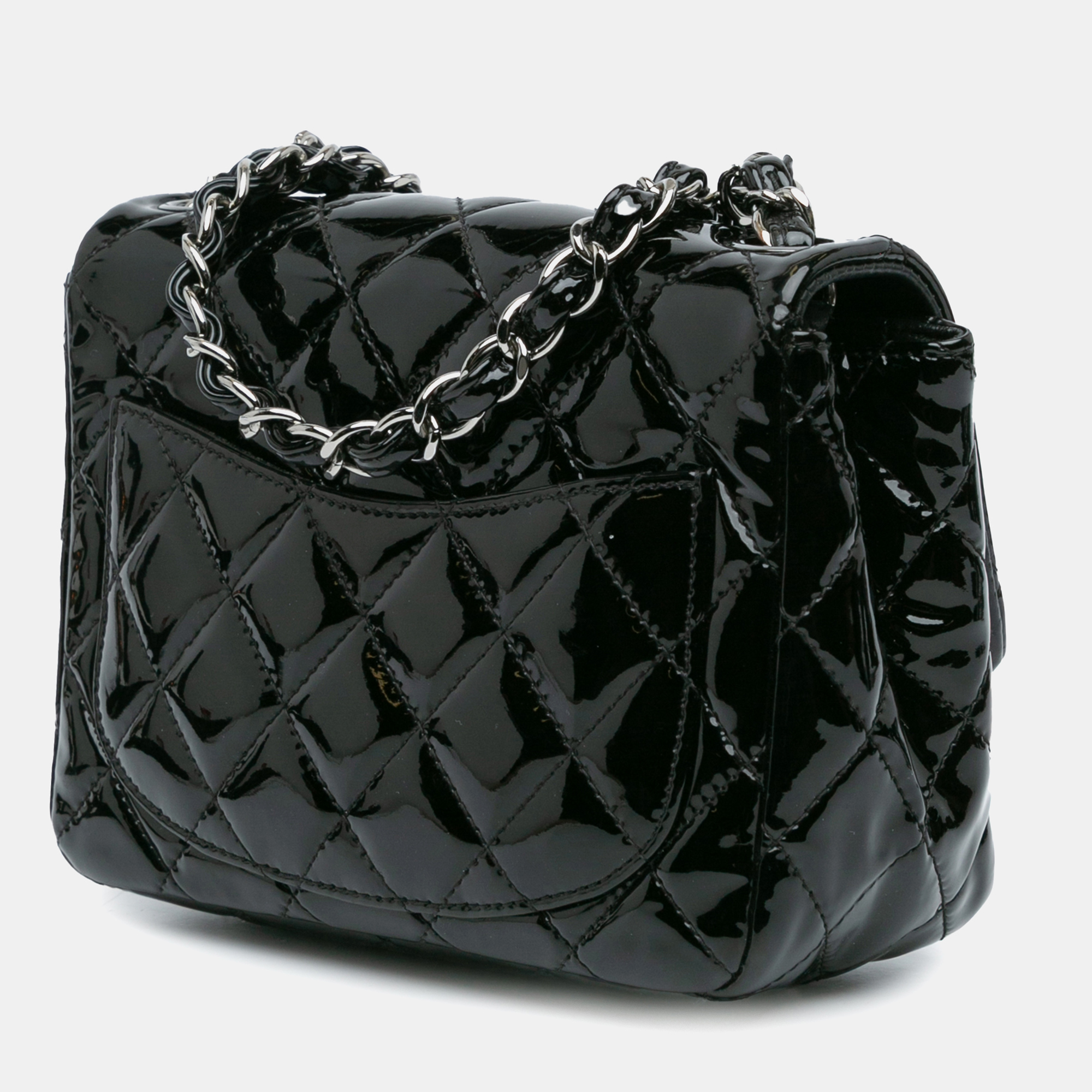 Chanel Black Mini Square Classic Patent Single Flap 