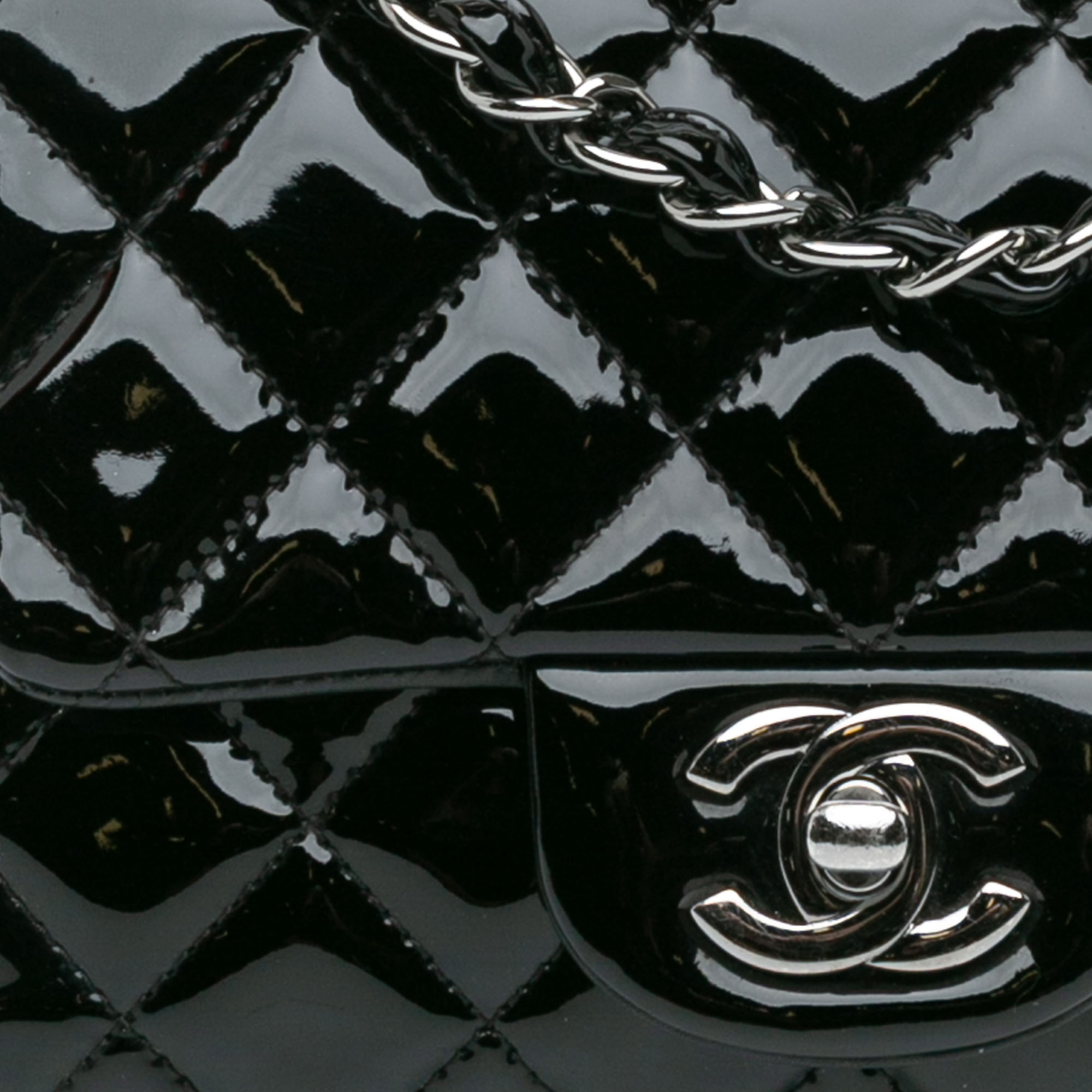 Chanel Black Mini Square Classic Patent Single Flap 