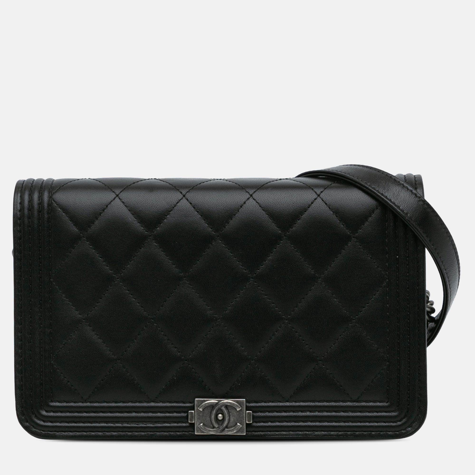 

Chanel Black Lambskin Boy Wallet On Chain