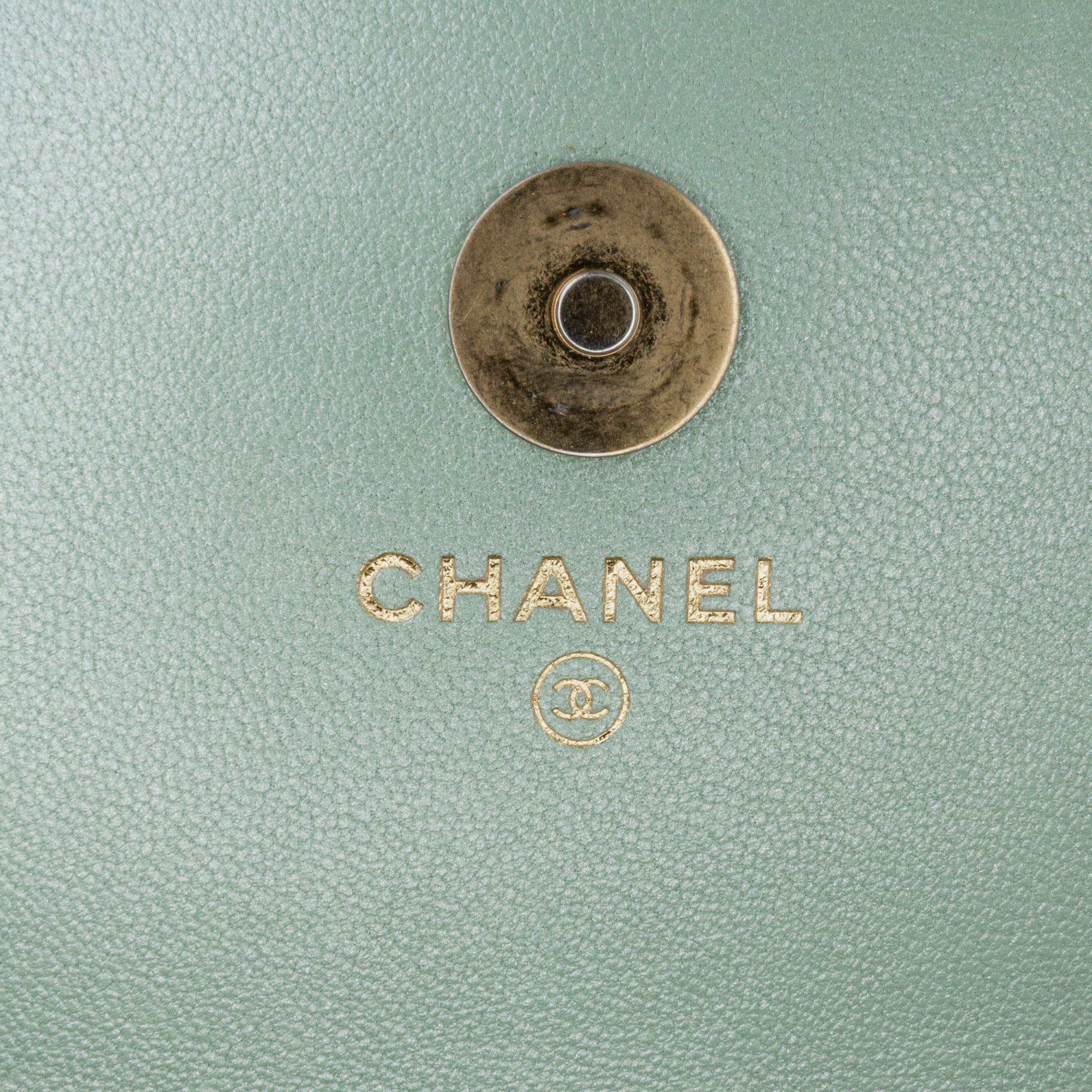Chanel Green Lambskin 19 Clutch with Chain 