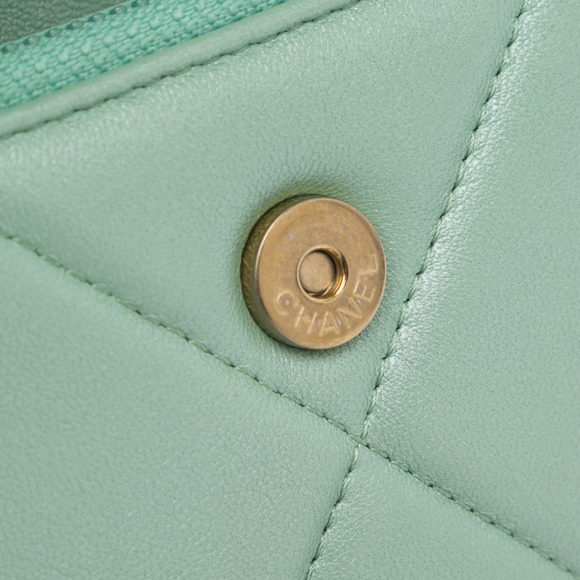 Chanel Green Lambskin 19 Clutch with Chain 