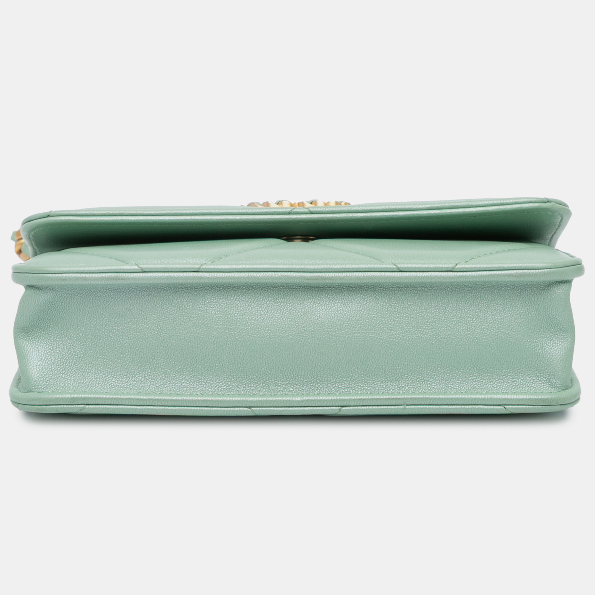 Chanel Green Lambskin 19 Clutch with Chain 