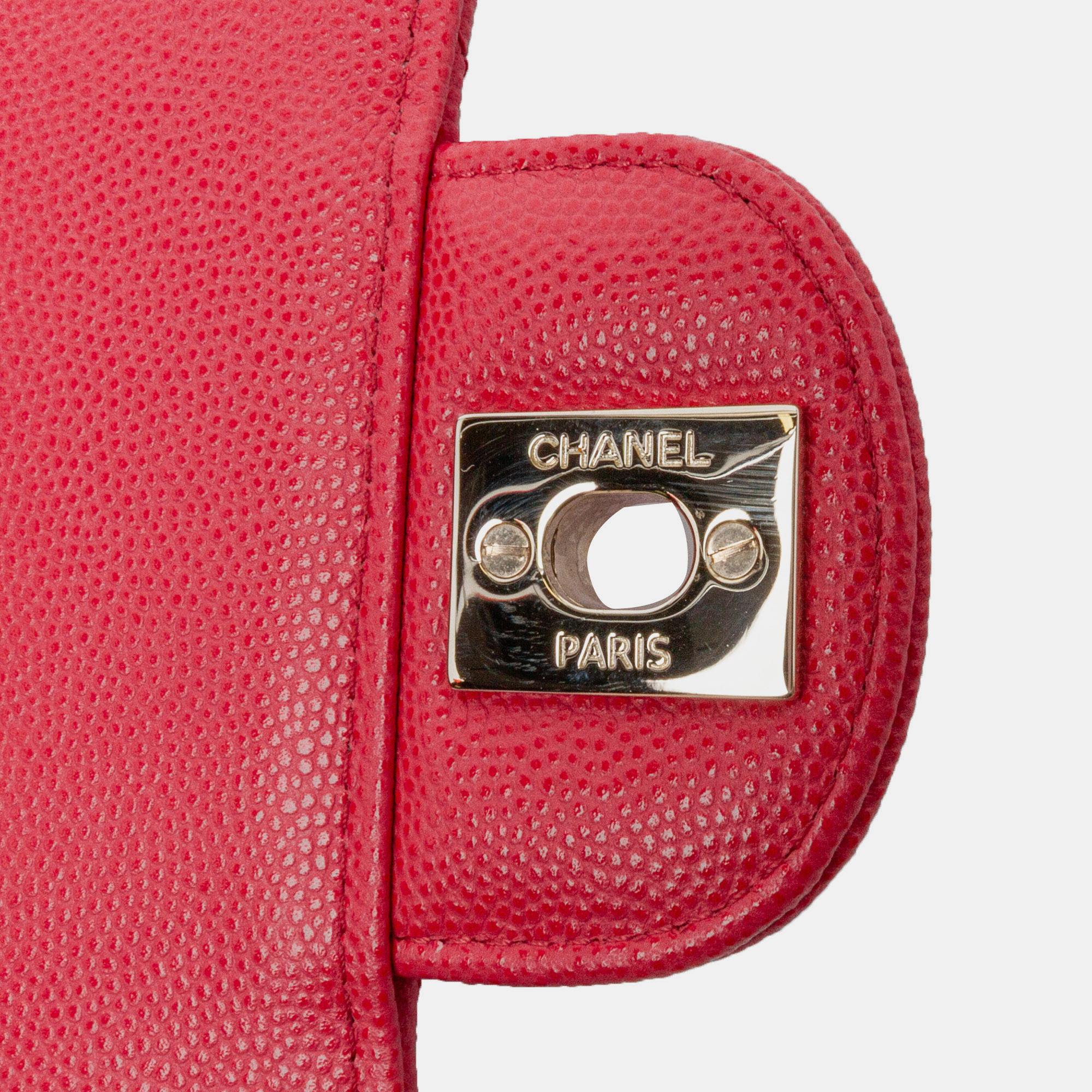 Chanel Red Mini Square Classic Caviar Single Flap 
