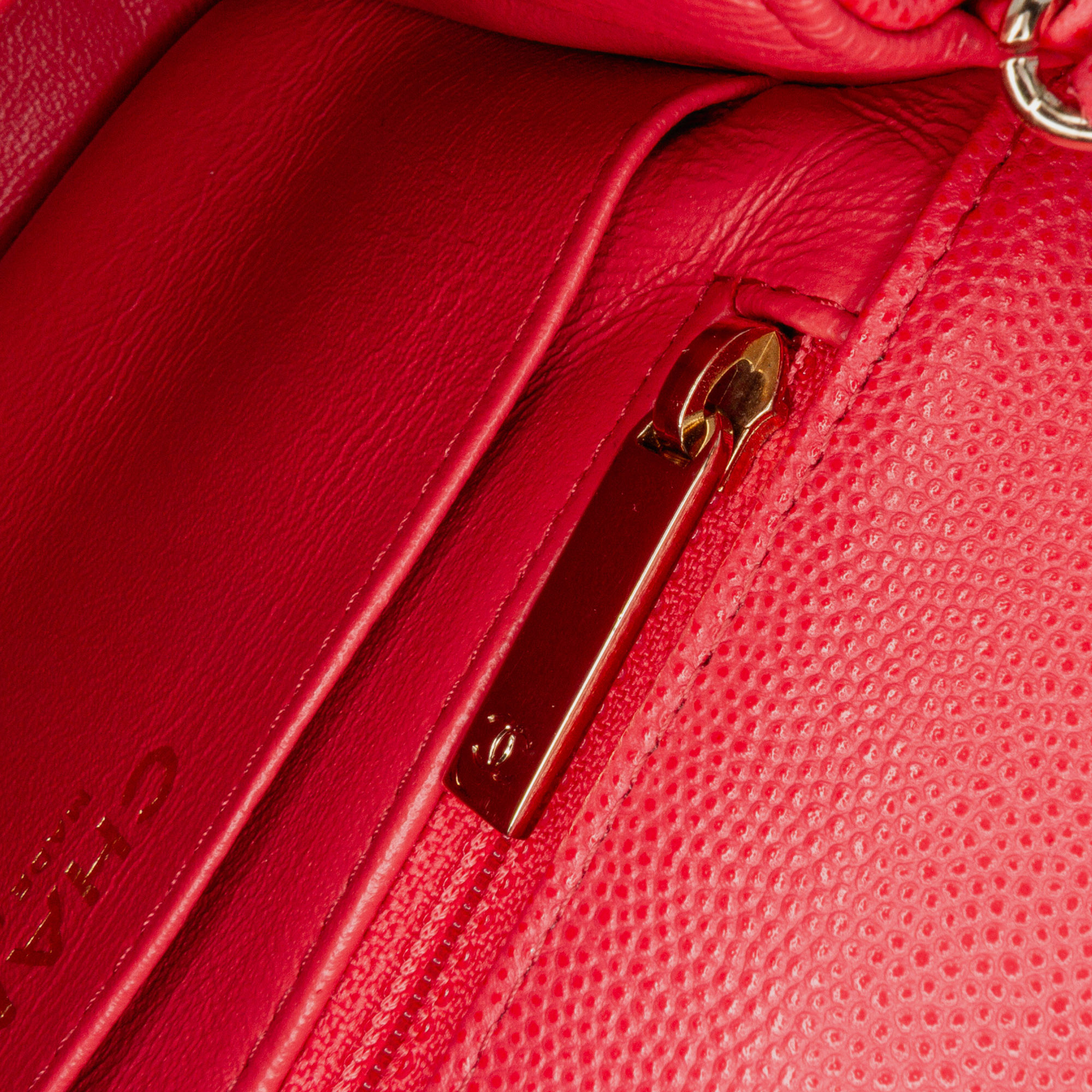 Chanel Red Mini Square Classic Caviar Single Flap 