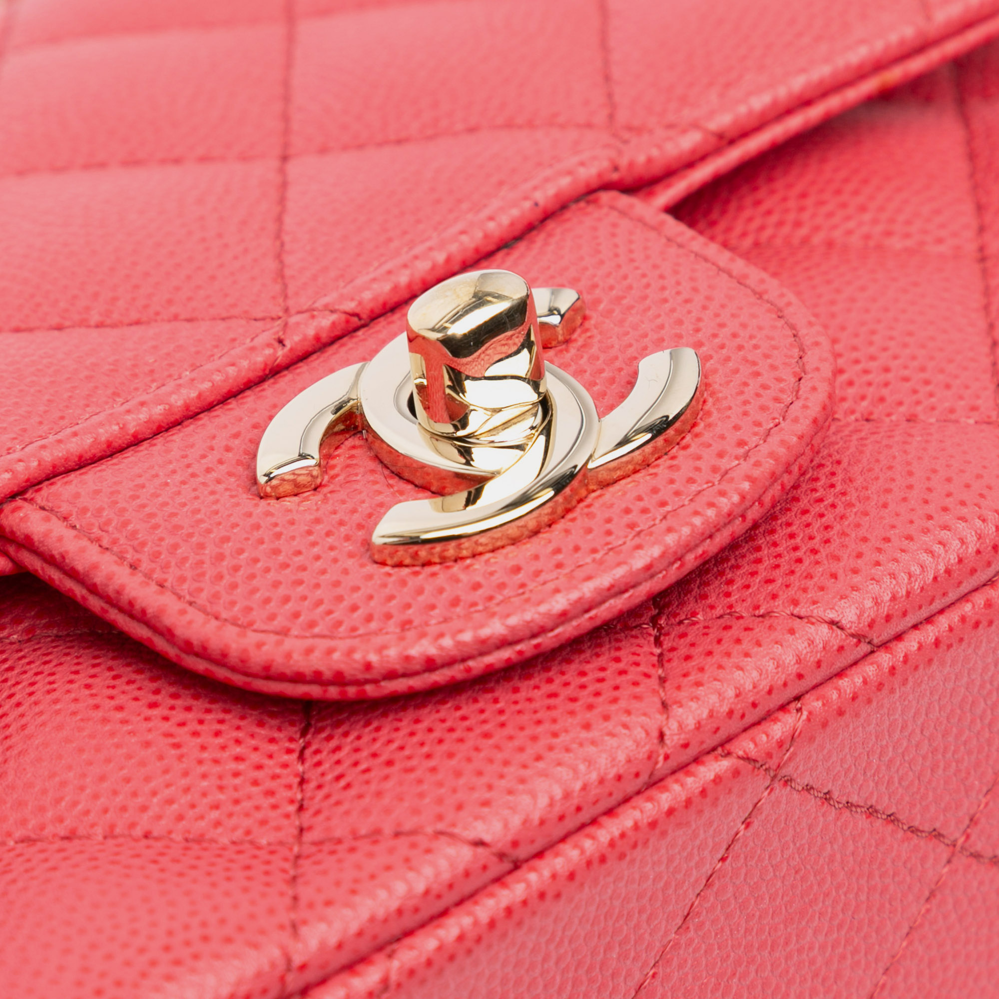 Chanel Red Mini Square Classic Caviar Single Flap 