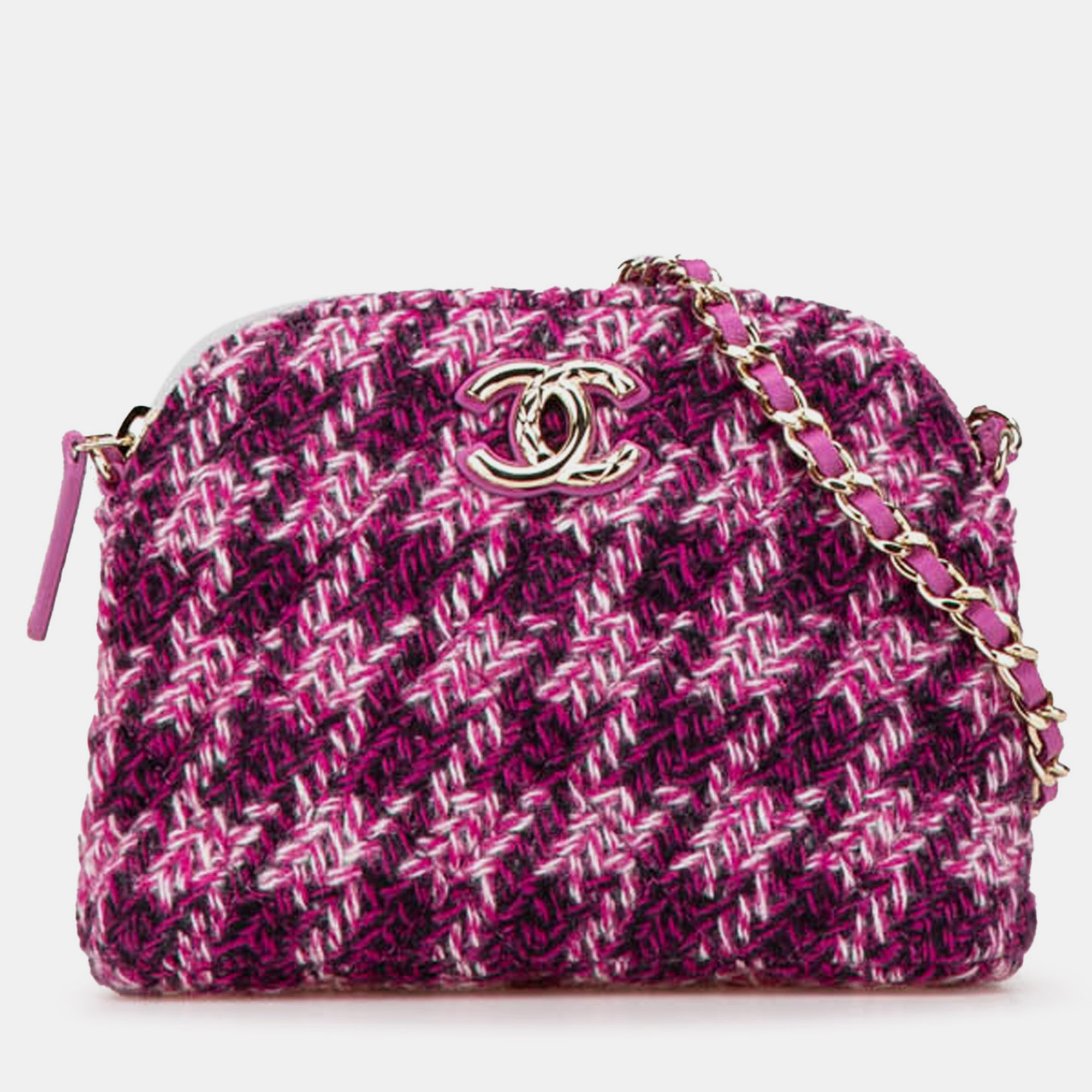 

Chanel Pink Tweed Houndstooth Clutch on Chain