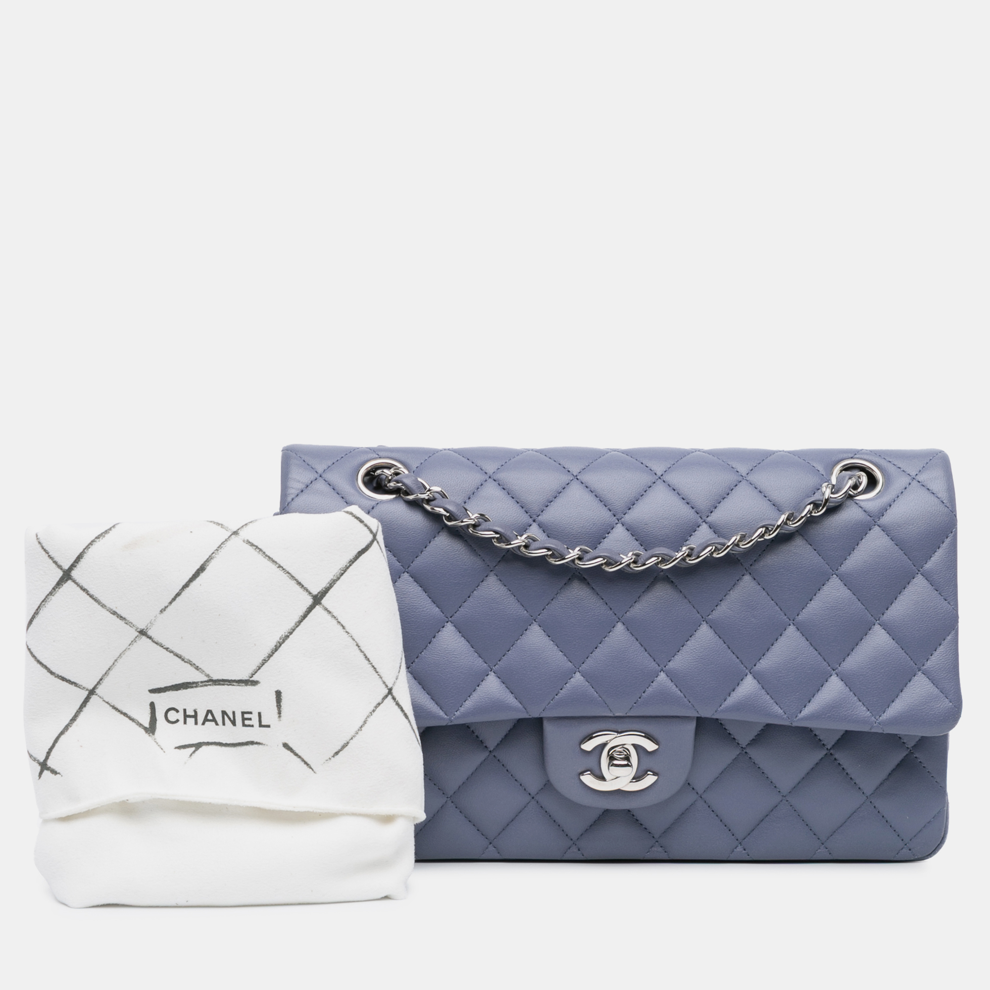 Chanel Purple Medium Classic Lambskin Double Flap 