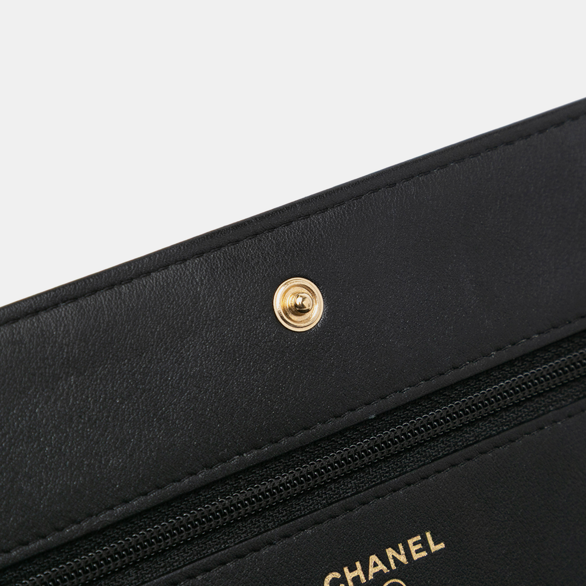Chanel Black Silver Bicolor Calfskin Boy Wallet On Chain 