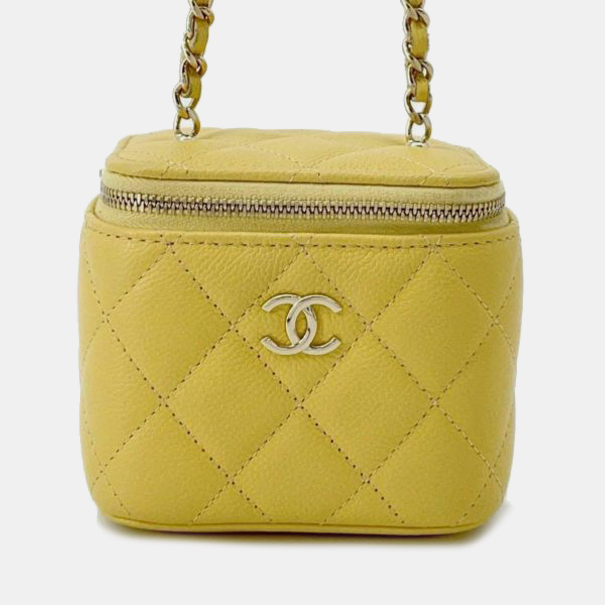 

Chanel Yellow Mini CC Caviar Vanity Case with Chain