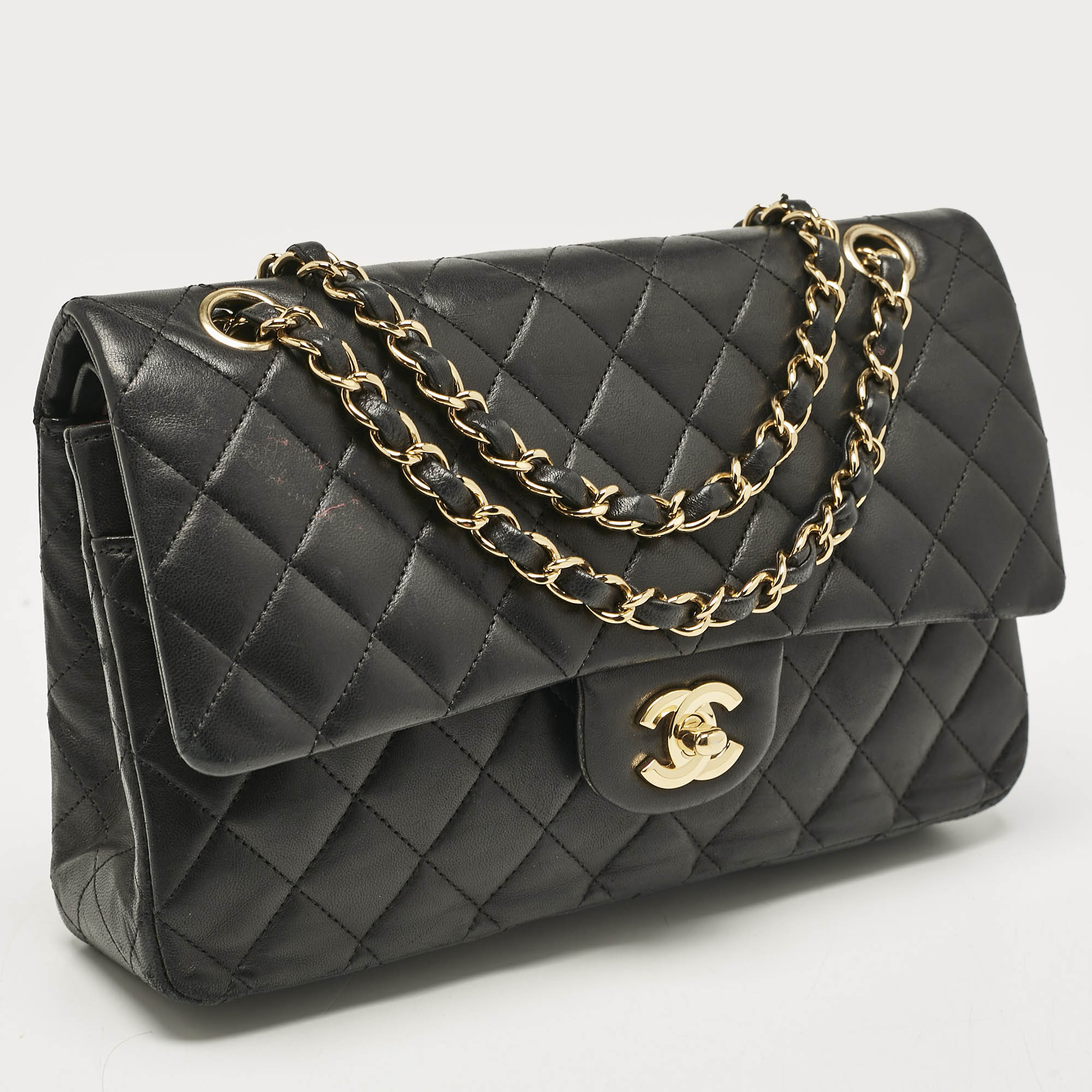 Chanel Black Quilted Leather Medium Classic Double Flap Bag 