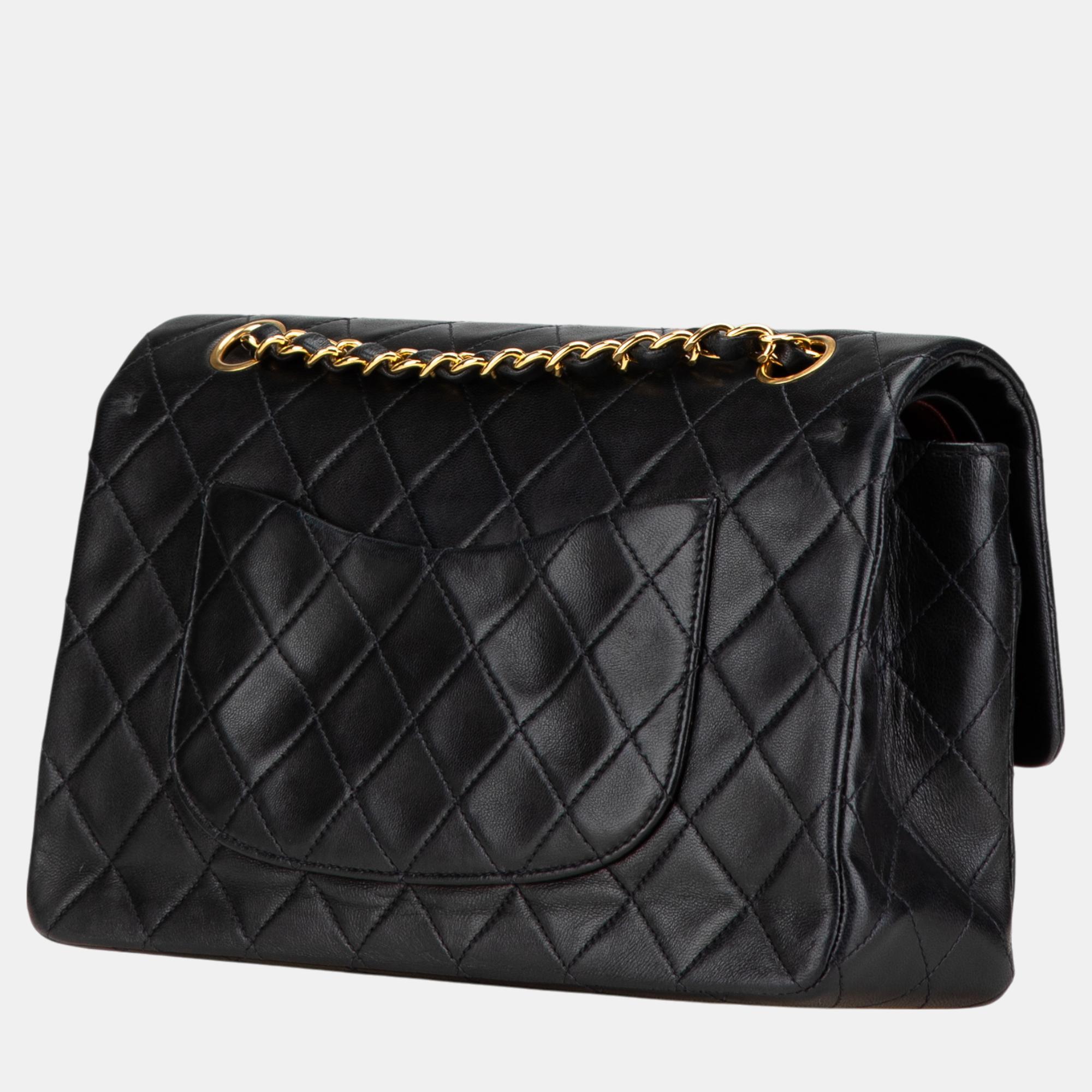 Chanel Black Medium Classic Lambskin Double Flap 