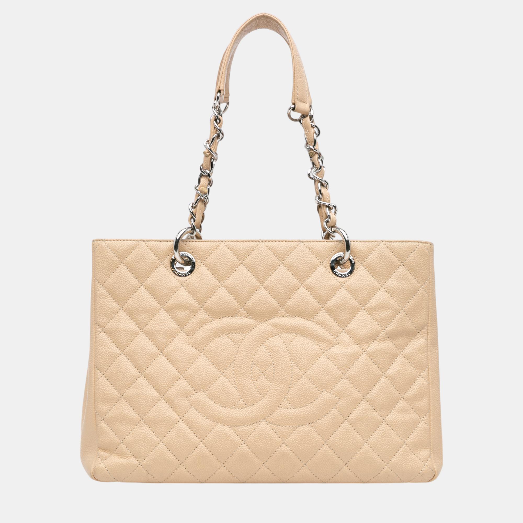 

Chanel Beige Caviar Grand Shopping Tote Bag