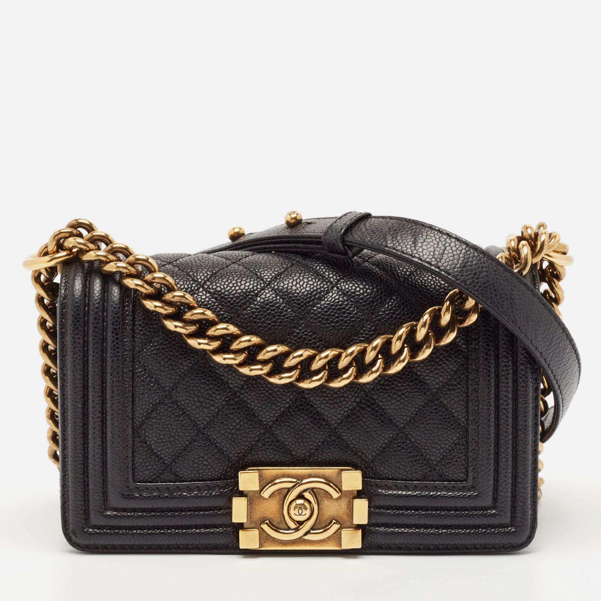 

Chanel Black Quilted Caviar Leather  Boy Flap Bag