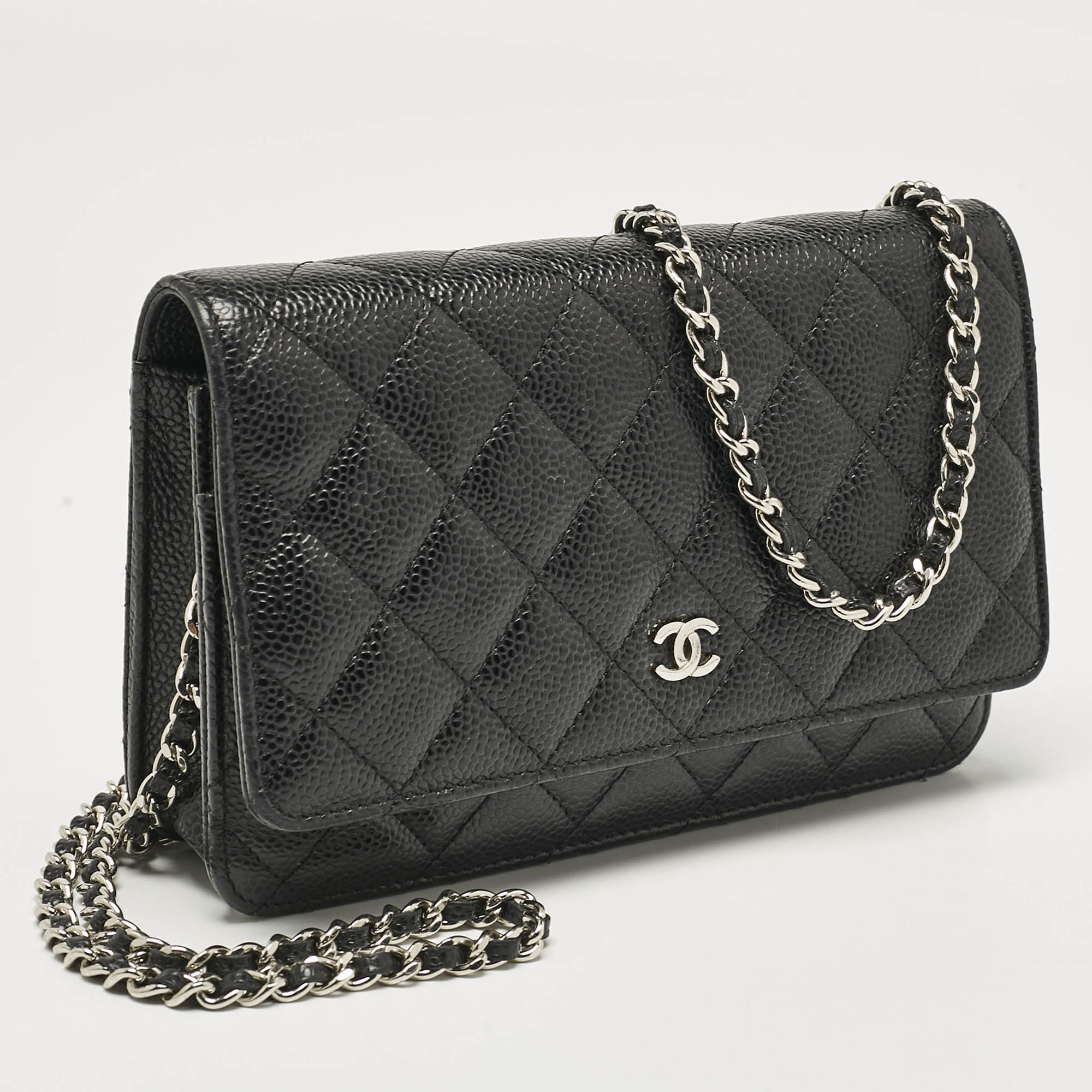 Chanel Black Quilted Caviar Leather WOC Bag 