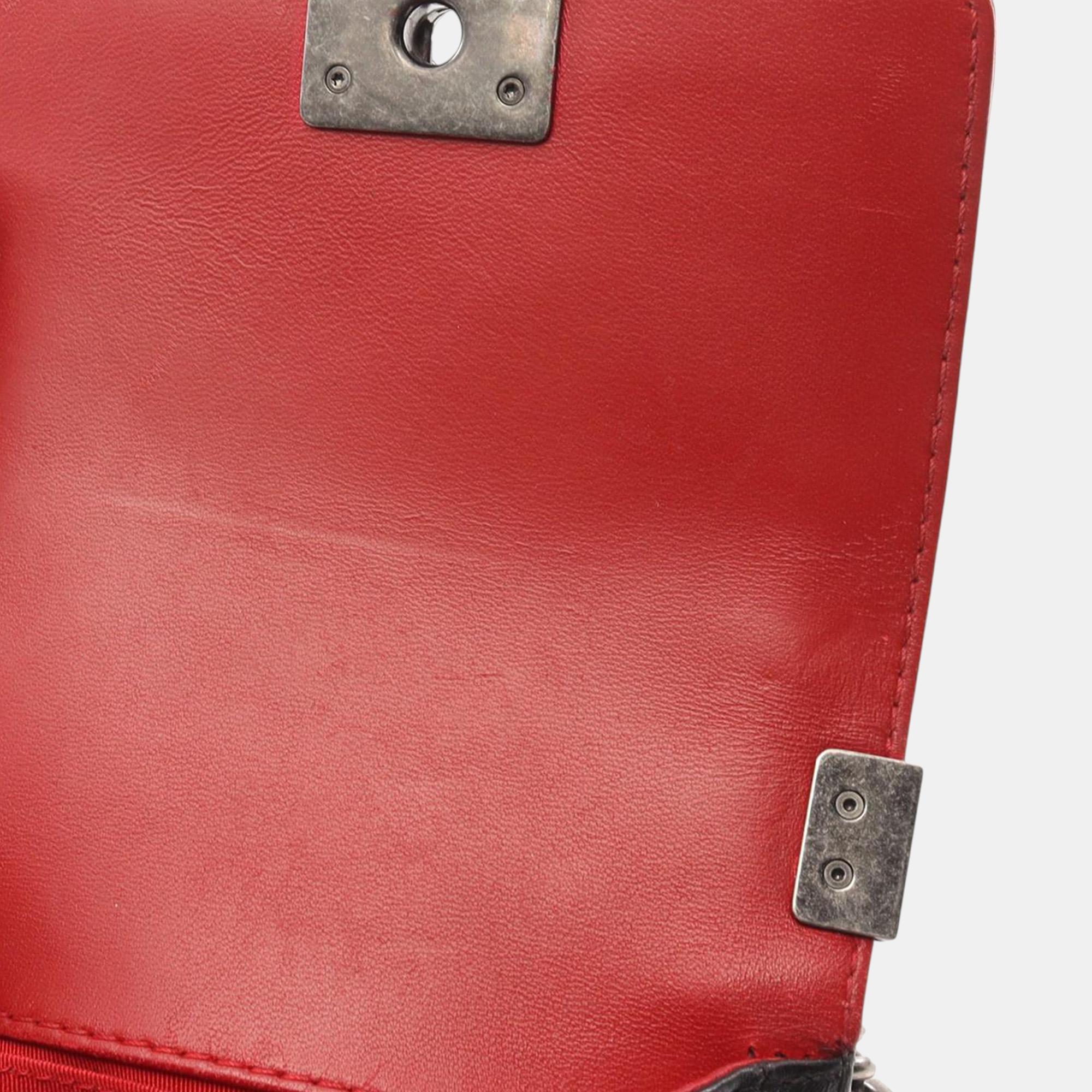 Chanel Black/Red Mini Bicolor Quilted Lambskin Boy Flap 