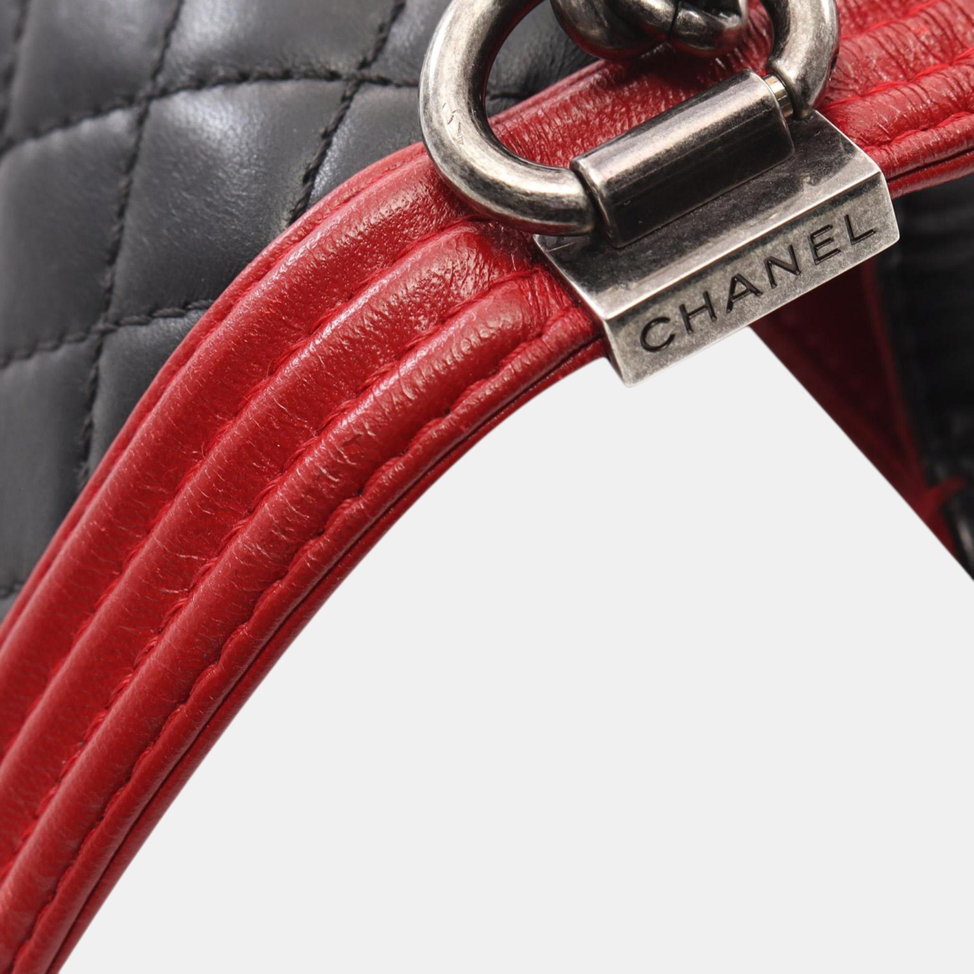 Chanel Black/Red Mini Bicolor Quilted Lambskin Boy Flap 