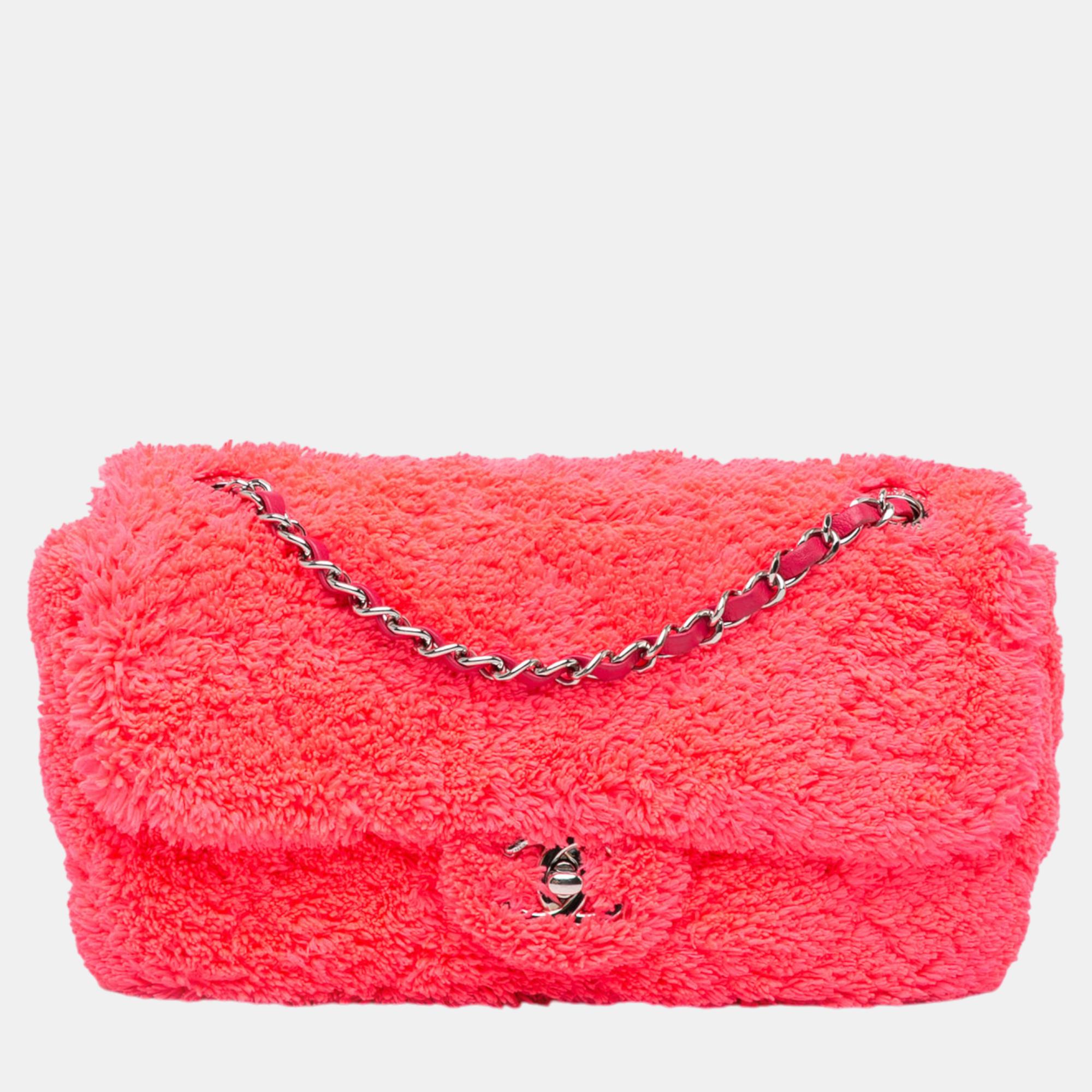 

Chanel Pink Medium Quilted Terry Cloth Coco Beach Flap