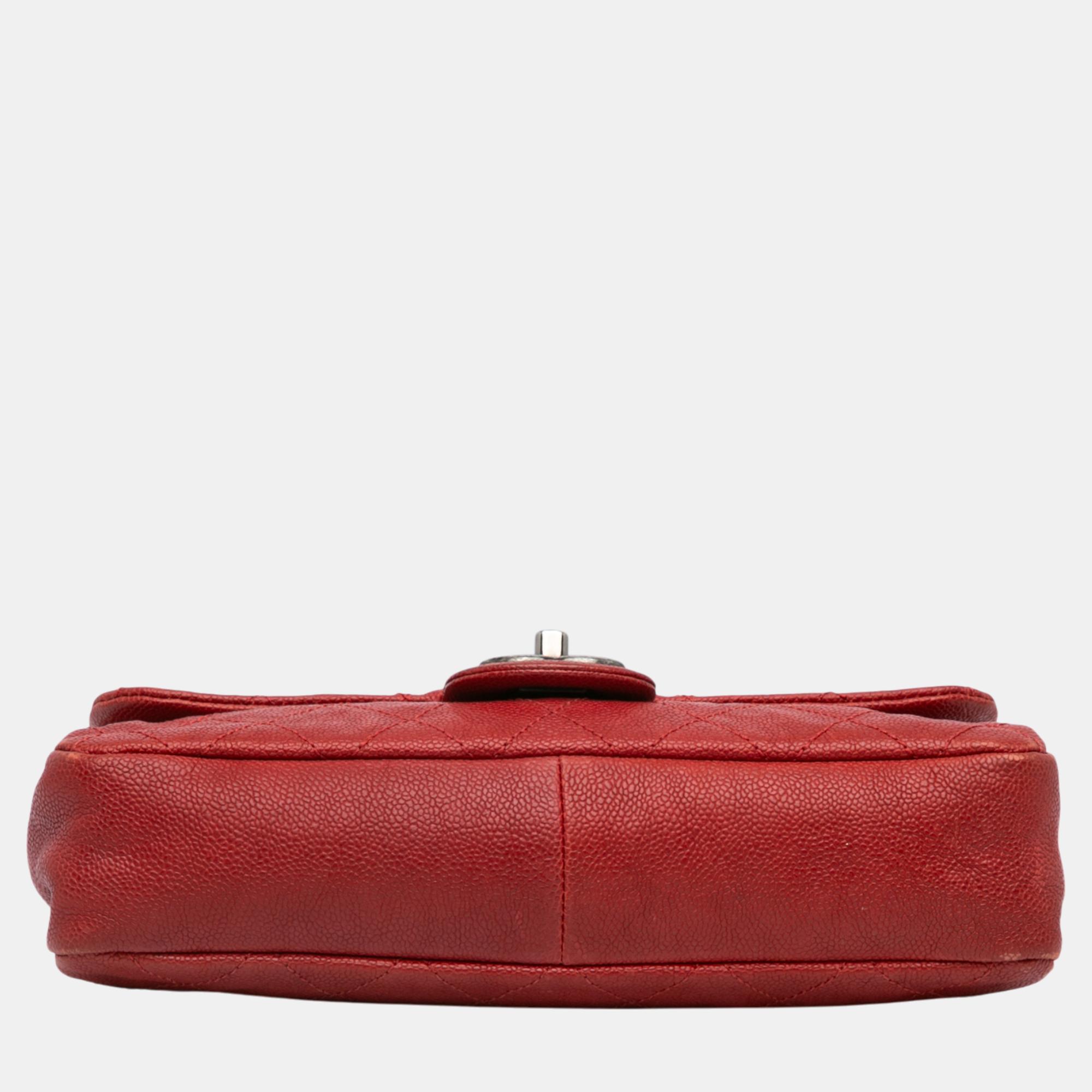 Chanel Red Medium Quilted Caviar Simply CC Flap Bag 