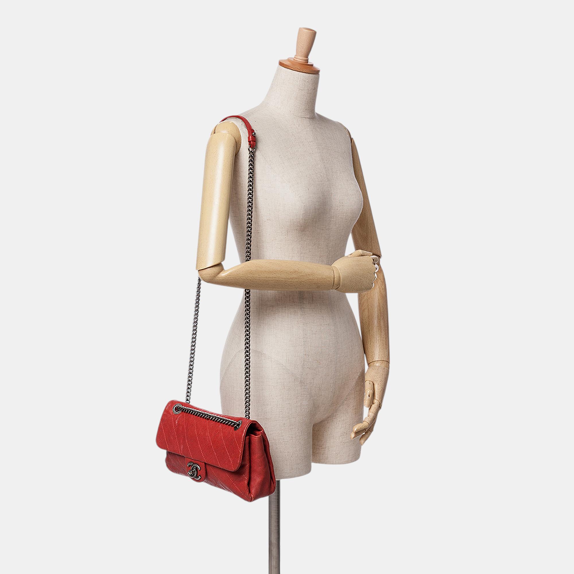 Chanel Red Medium Quilted Caviar Simply CC Flap Bag 
