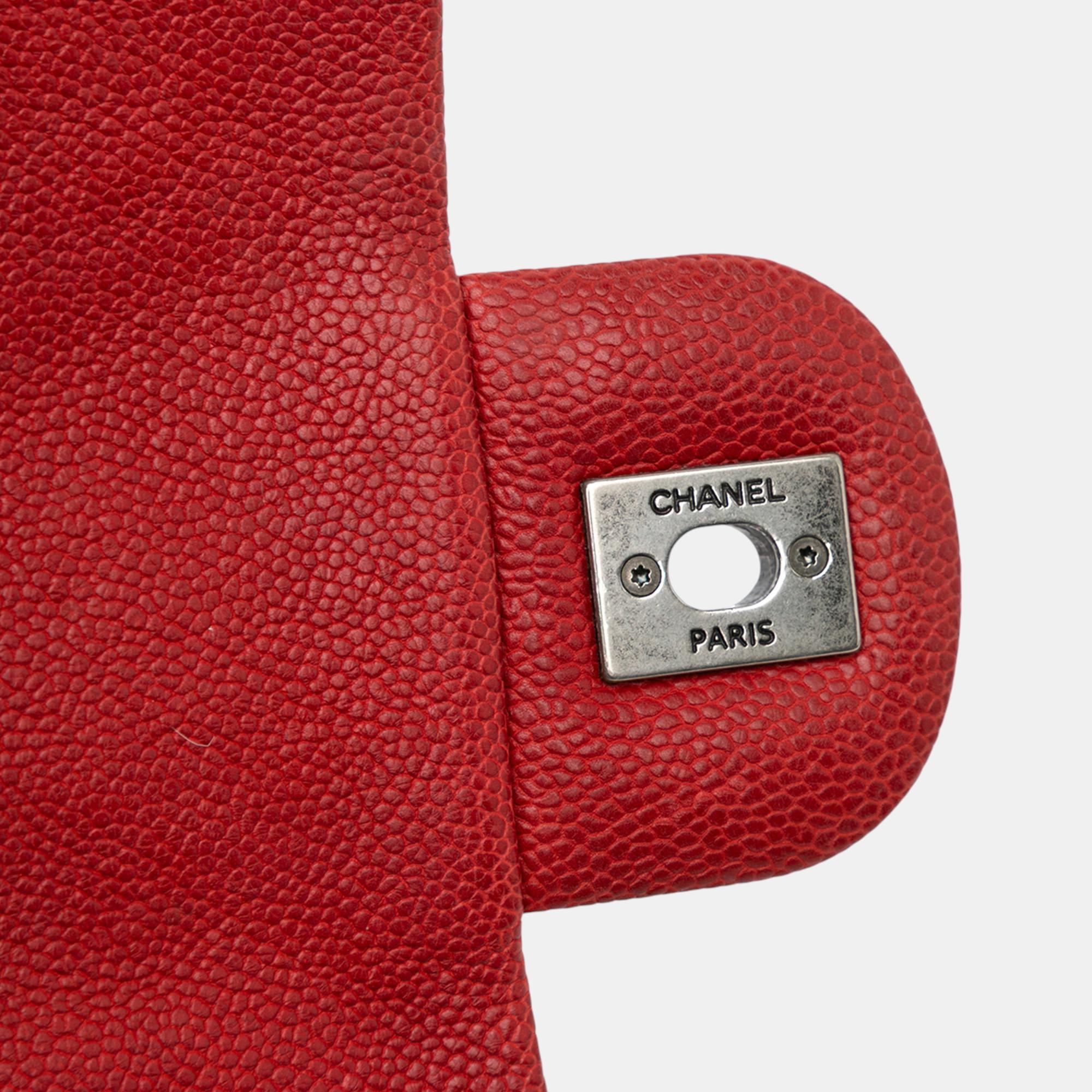 Chanel Red Medium Quilted Caviar Simply CC Flap Bag 