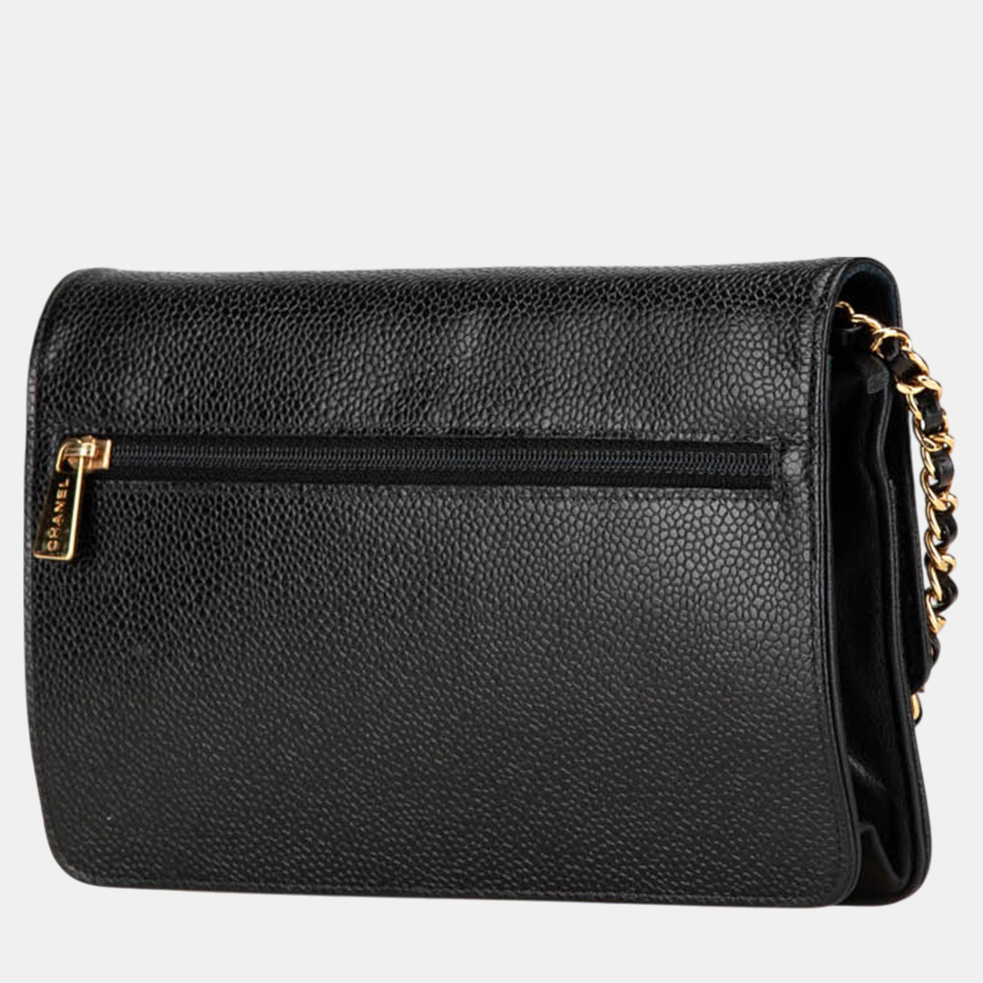 Chanel Black CC Caviar Wallet on Chain 