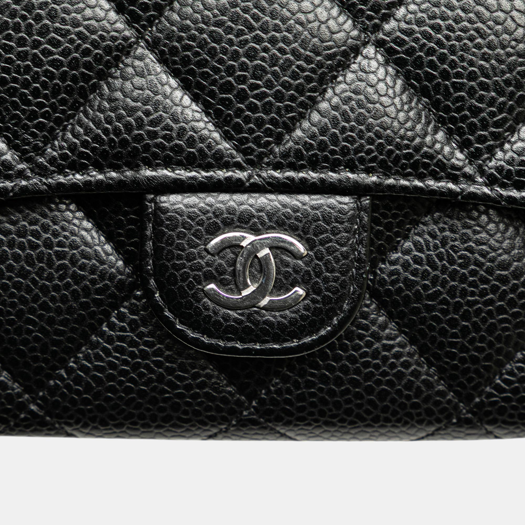 Chanel Black CC Caviar Long Wallet 