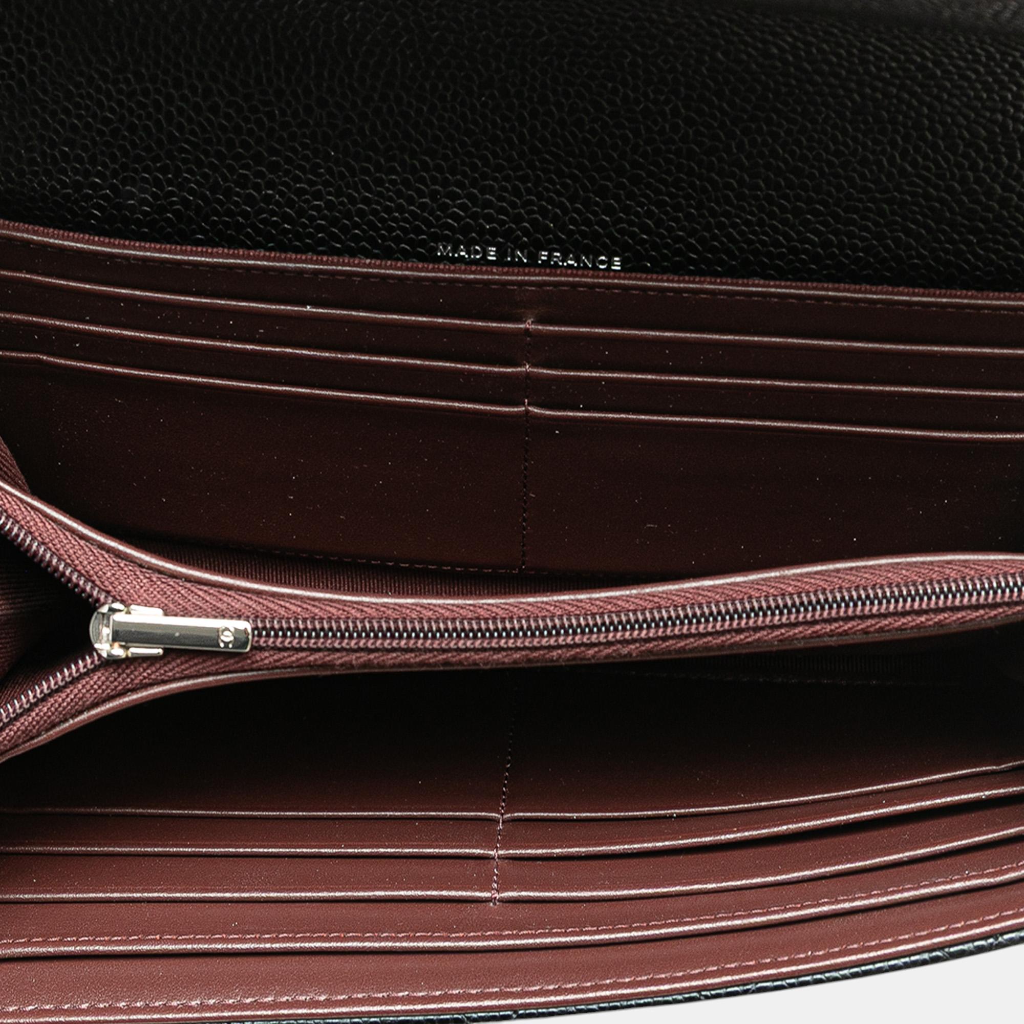 Chanel Black CC Caviar Long Wallet 