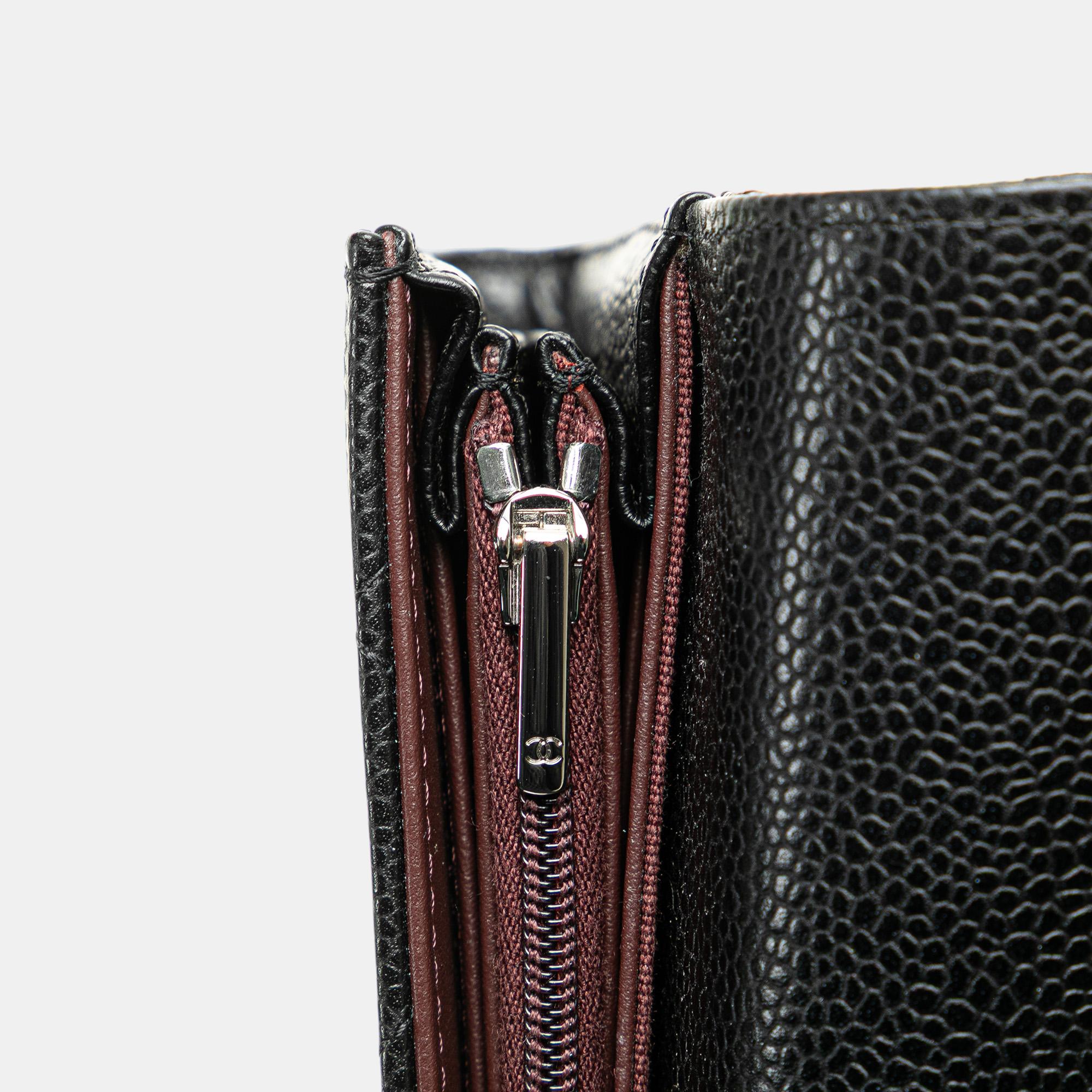 Chanel Black CC Caviar Long Wallet 