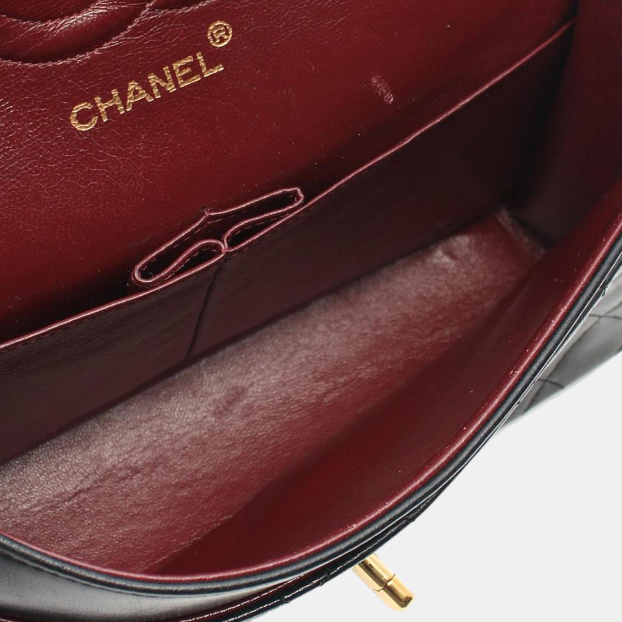Chanel Black Medium Classic Lambskin Double Flap Bag 
