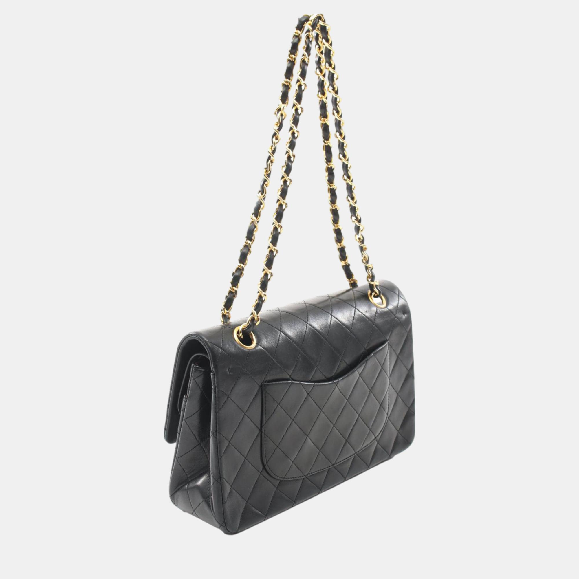 Chanel Black Medium Classic Lambskin Double Flap Bag 