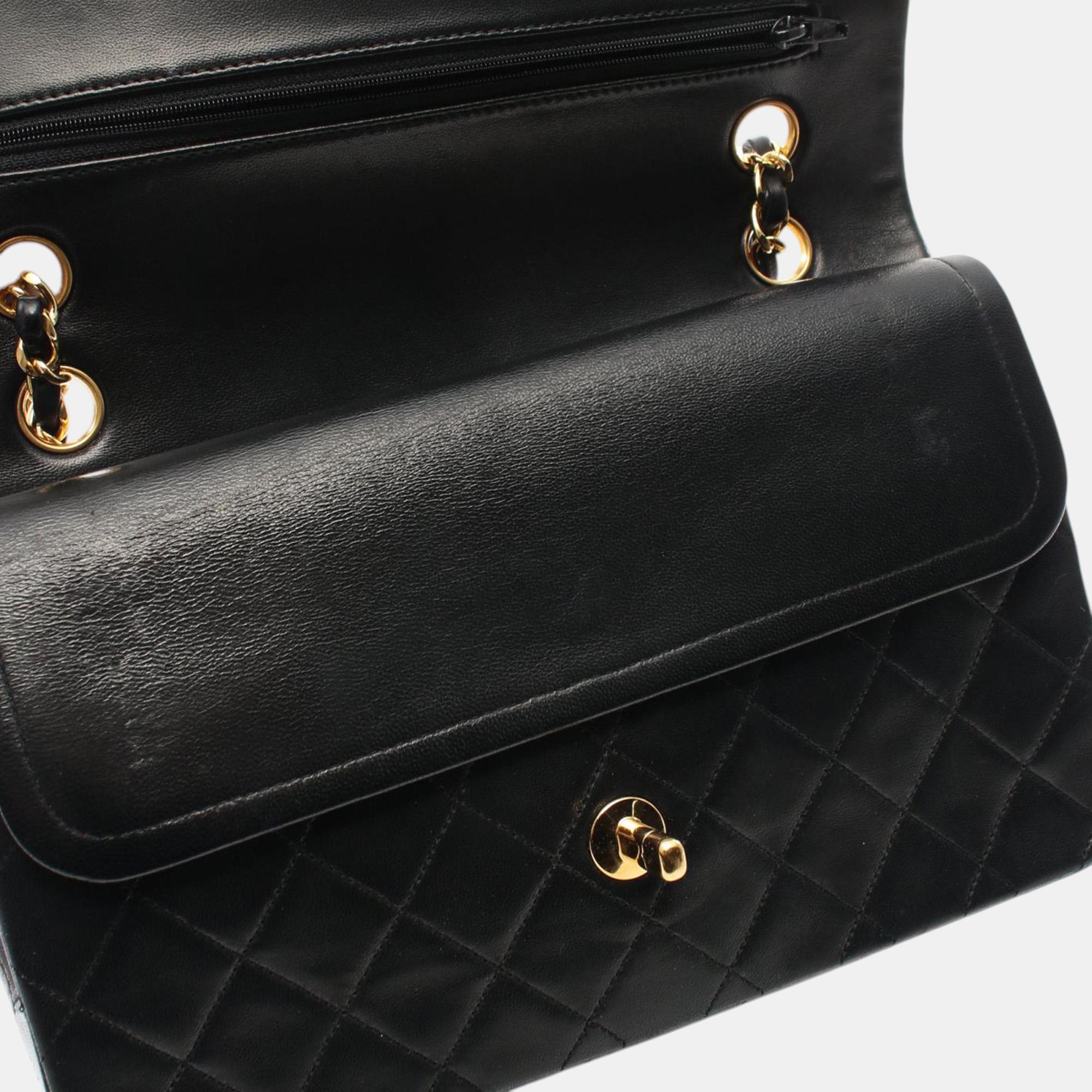 Chanel Black Medium Classic Lambskin Double Flap Bag 