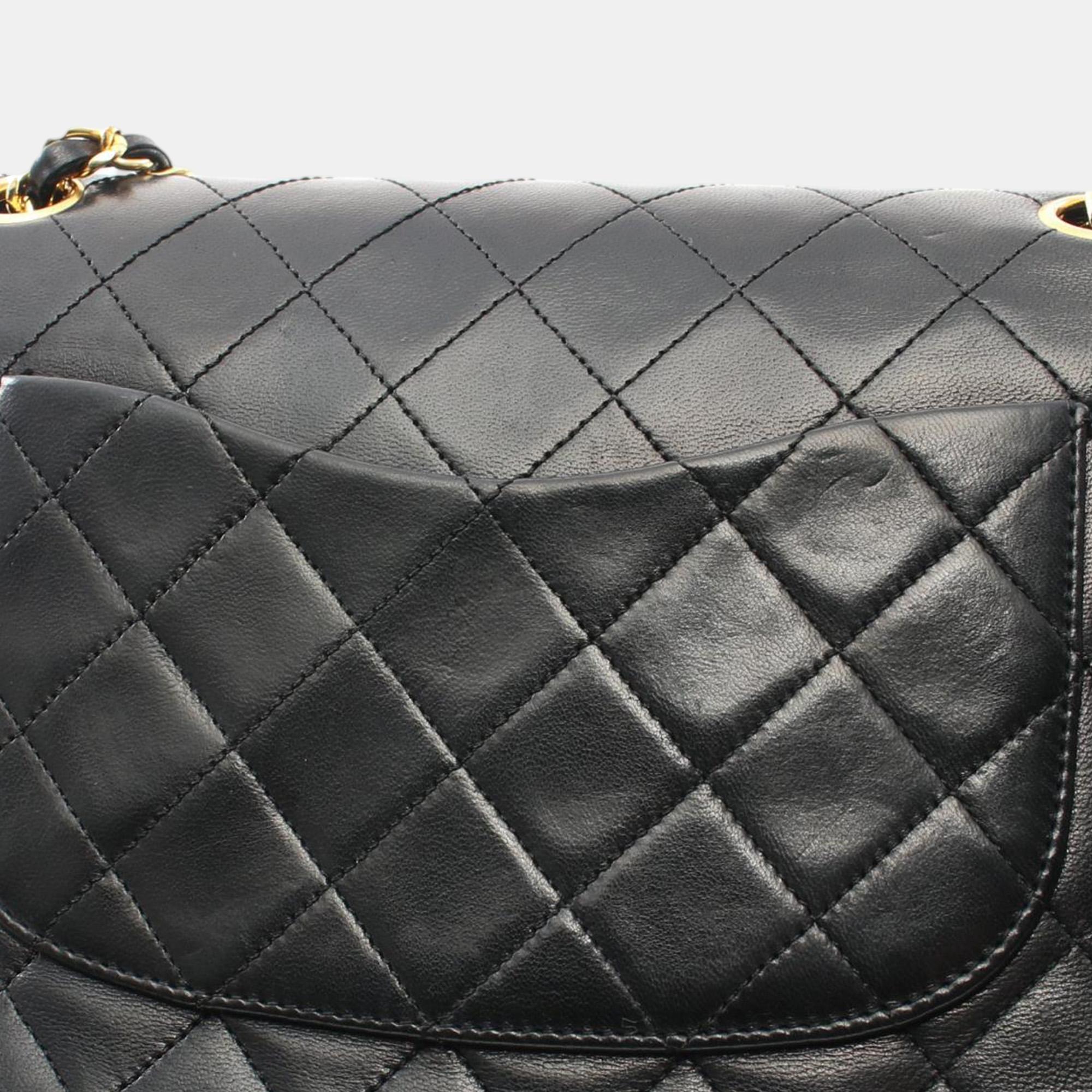 Chanel Black Medium Classic Lambskin Double Flap Bag 